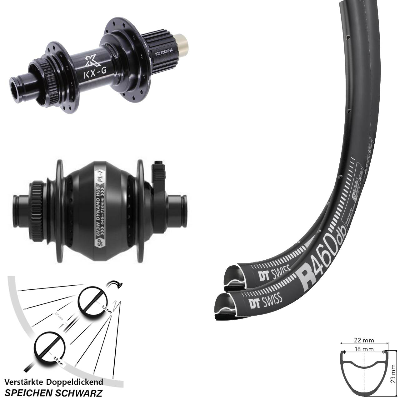 28 Zoll DT Swiss R 460 KX-G Shutter PL-7 Disc Laufradsatz 12x100/142 Shimano Micro Spline