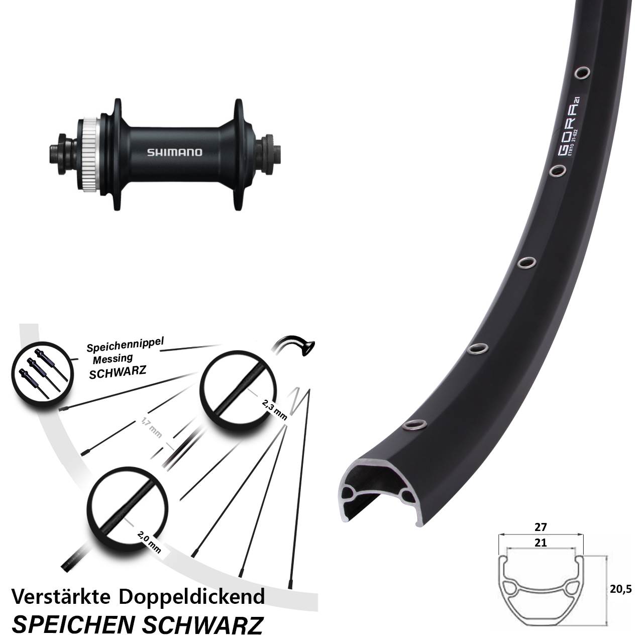 Gora 21 Shimano HB-M4050 28-29 Zoll Disc Laufrad QR