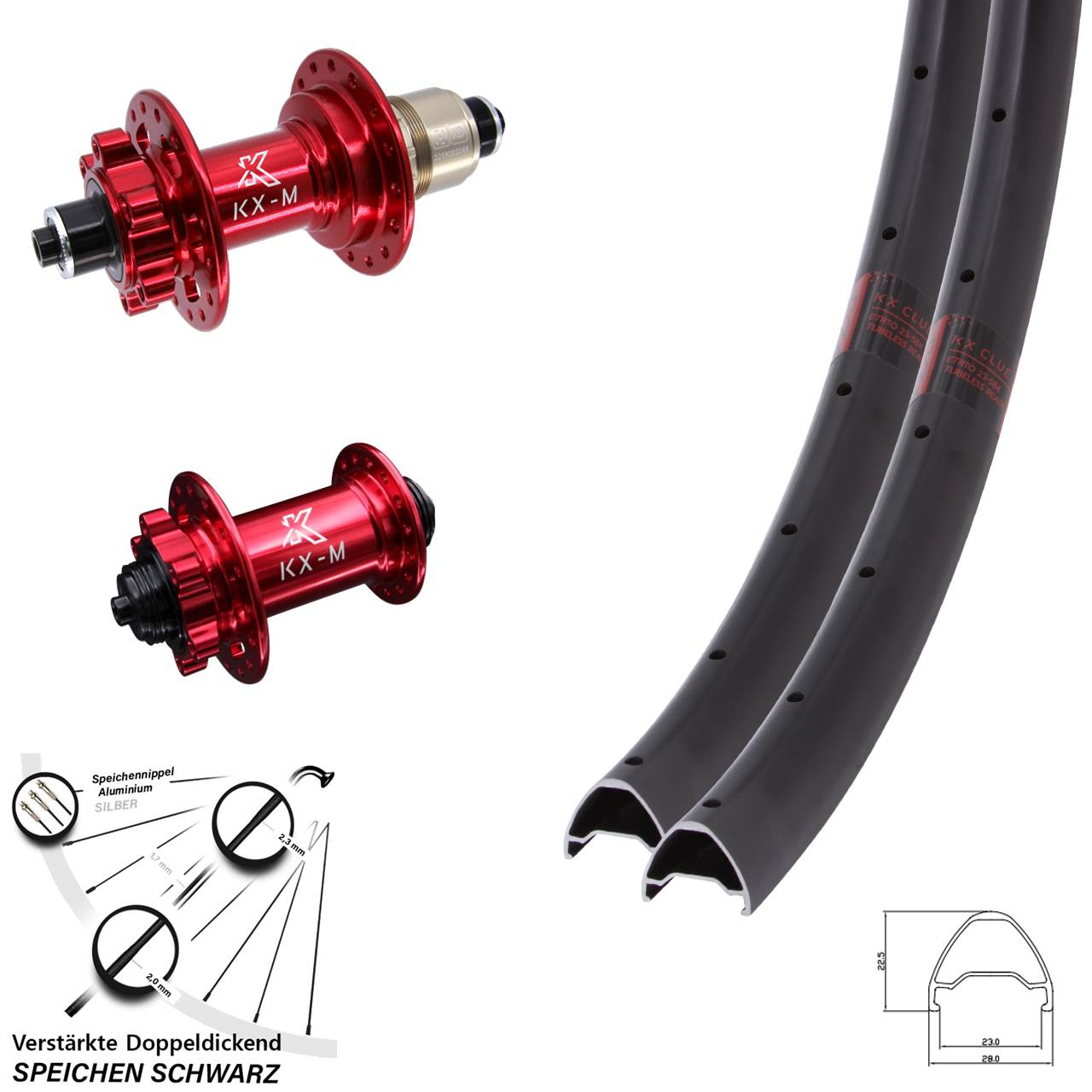 KX-M Clue rot 29 Zoll Disc Laufrad-Satz für Schnellspanner SRAM XD