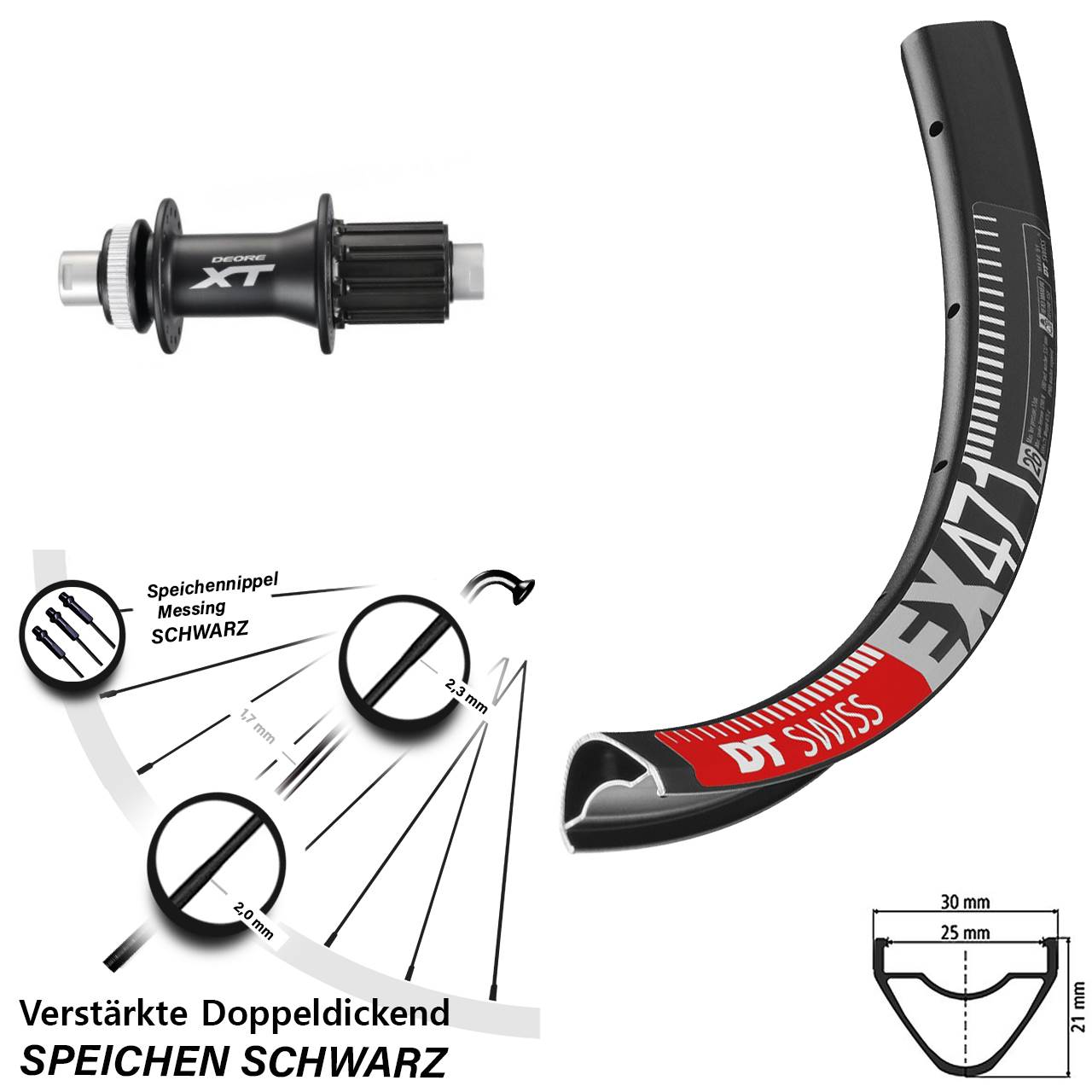 DT Swiss EX471 Shimano FH-M788 26 Zoll Centerlock Hinterrad 12x142 8-11 fach