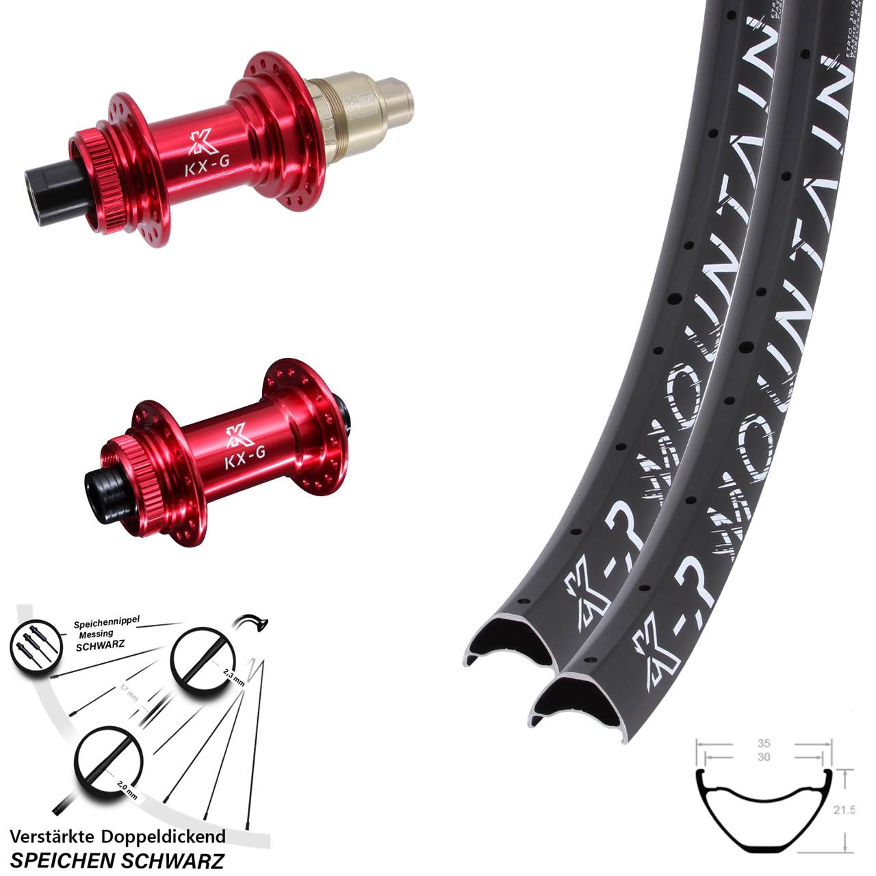 Disc Laufradsatz 29 Zoll KX-GR Mountain rot SRAM XDR 15x100 12x142