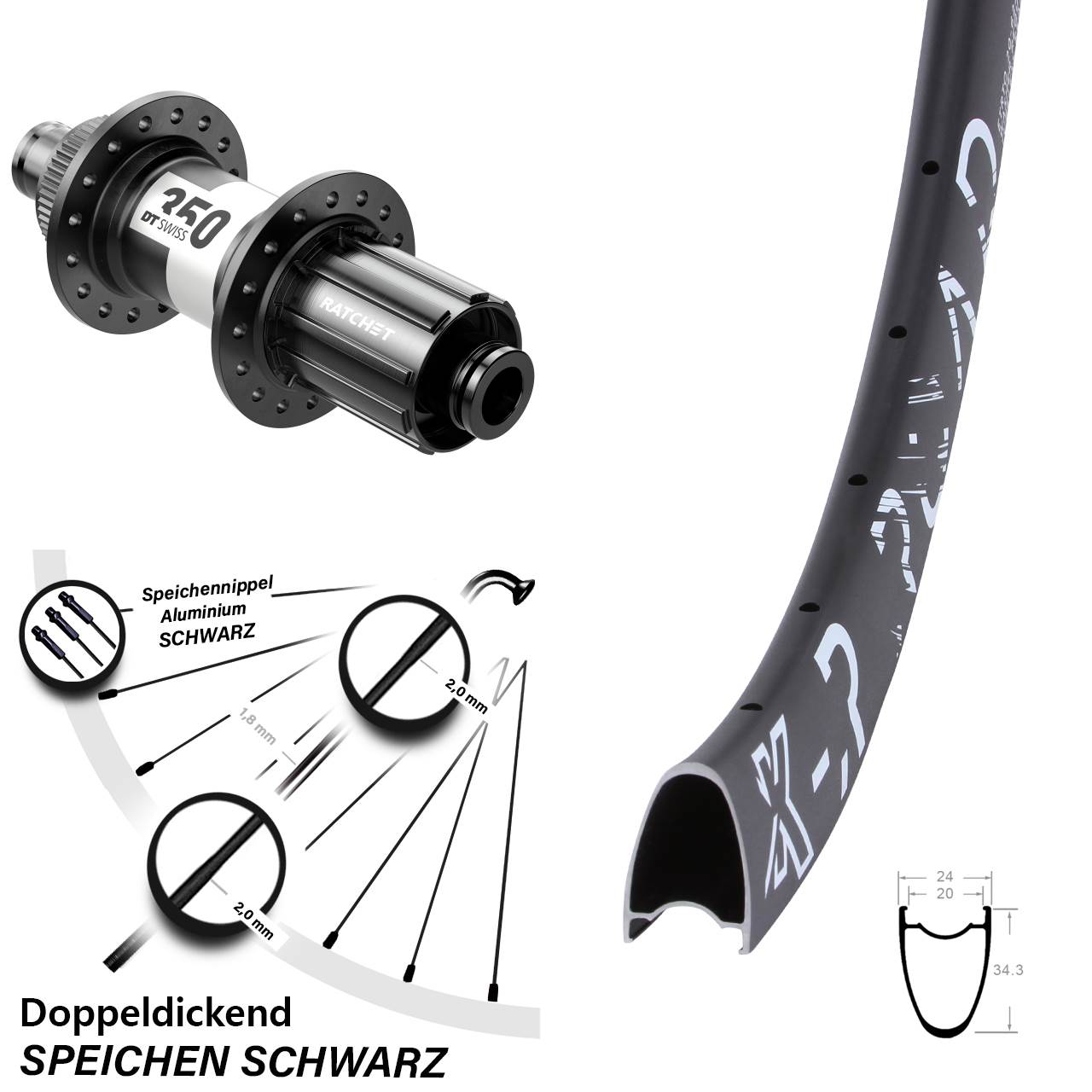 Disc Hinterrad 12x142 28 Zoll KX-R Road DT Swiss 350 11-12 fach HG