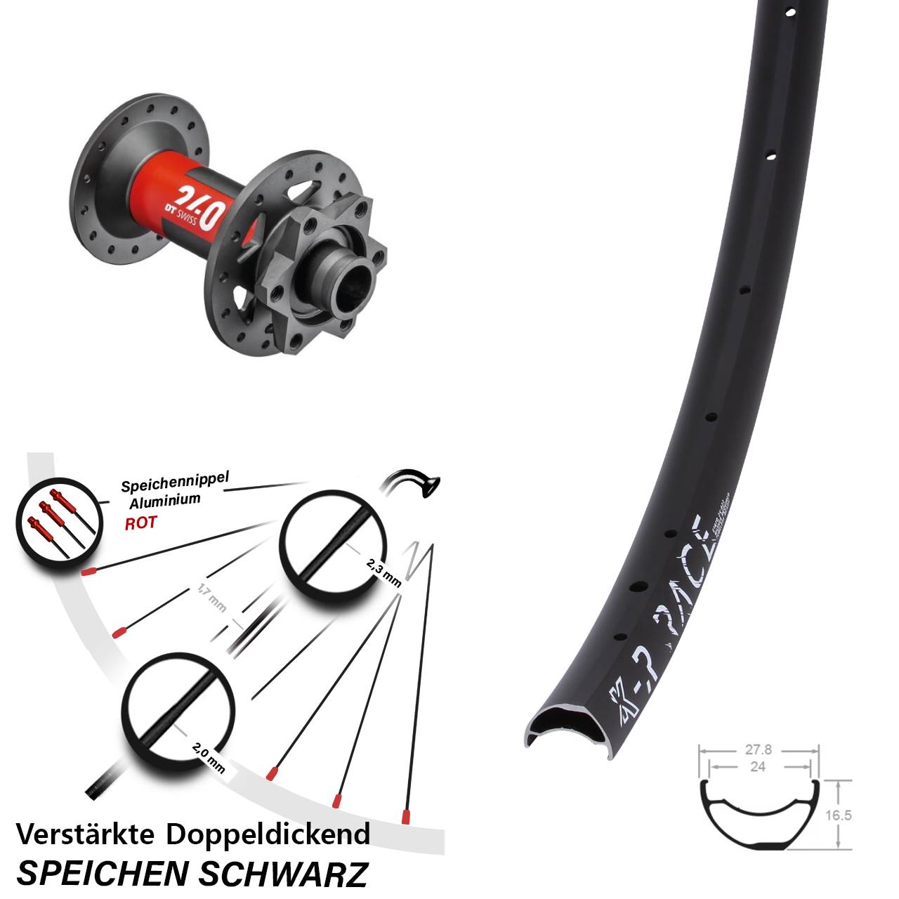 Vorderrad 6-Loch 29 Zoll KX-R Race DT Swiss 240 15x110 Boost