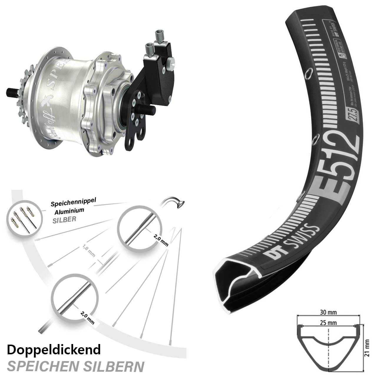 DT Swiss E 512 Rohloff Speedhub 500/14 TS DB 650B Disc Laufrad