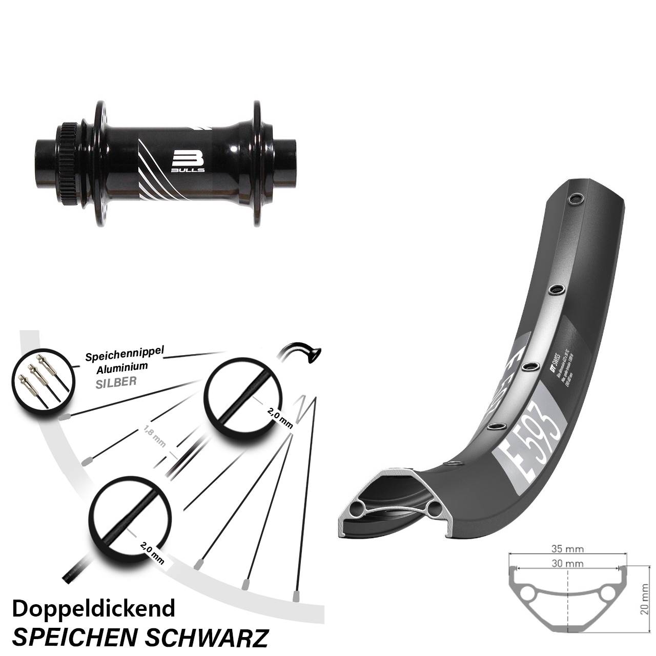 Disc Laufrad 650B DT Swiss E 593 Formula 15x110 Boost