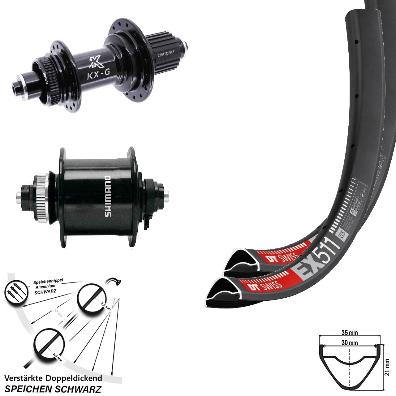 DT Swiss EX 511 KX-GS HD DH-UR700-3D 29 Zoll Laufradsatz Centerlock QR Micro Spline