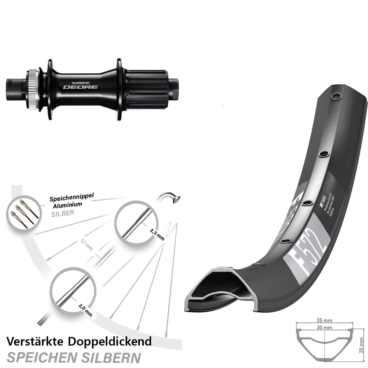 Disc Hinterrad 12x148 29 Zoll DT Swiss F 572 Shimano Deore 8-11 fach