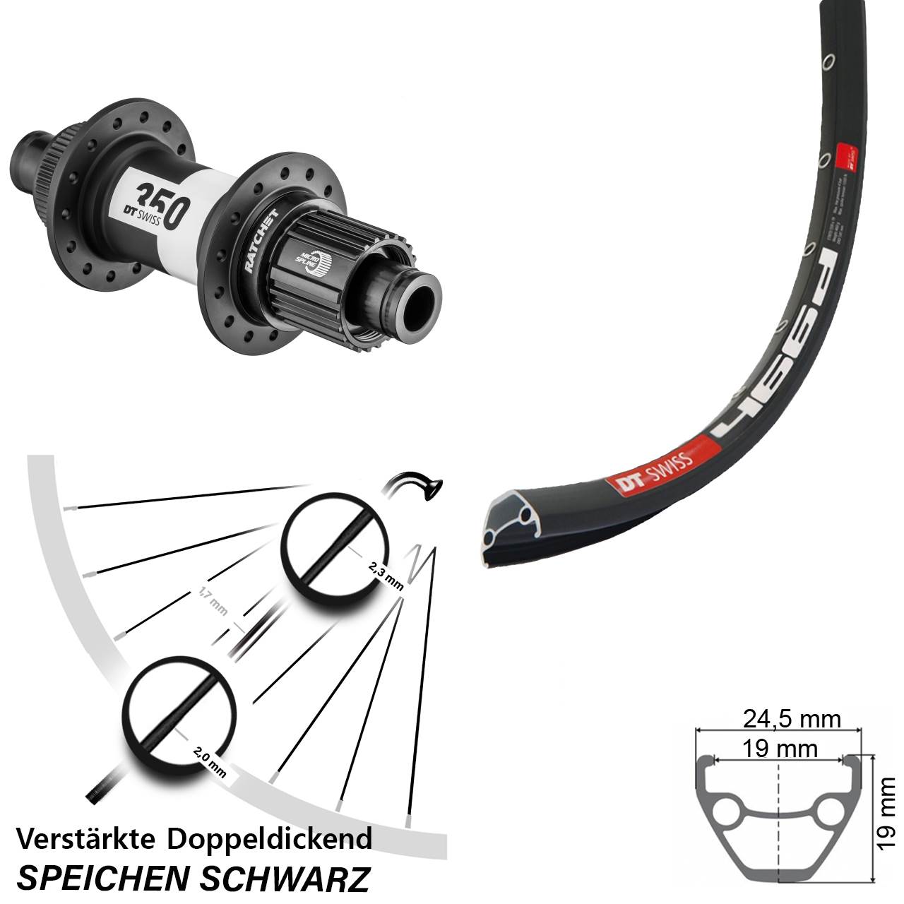 Disc Laufrad 12x142 28-29 Zoll DT Swiss 466d-350 Ratchet 36 Shimano Micro Spline