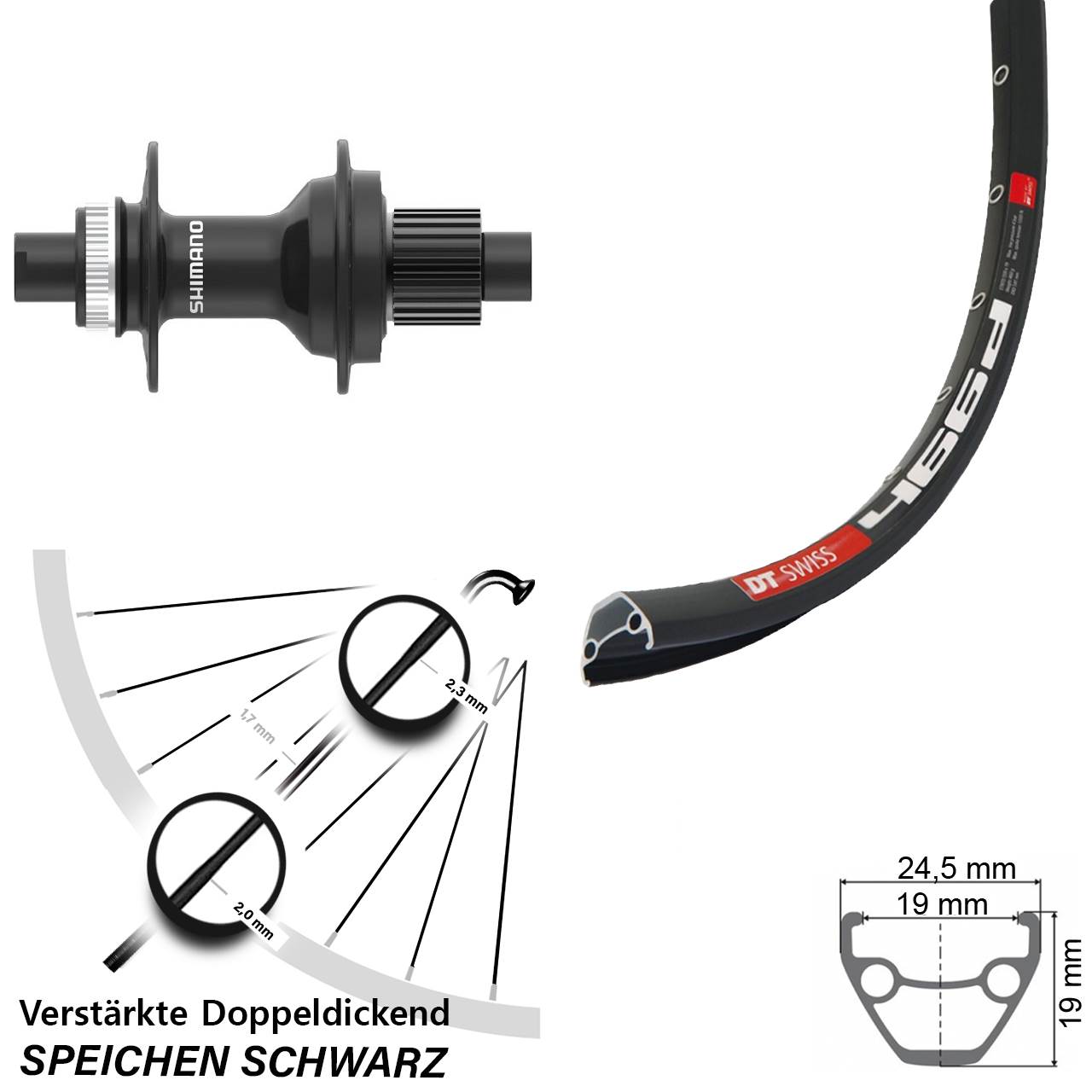 28 Zoll DT Swiss 466 FH-MT410 Hinterrad Centerlock 12x142 Micro Spline
