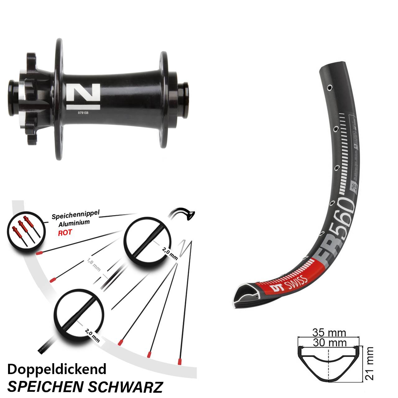 DT Swiss FR560 Novatec D791 26 Zoll Disc Laufrad 15x100