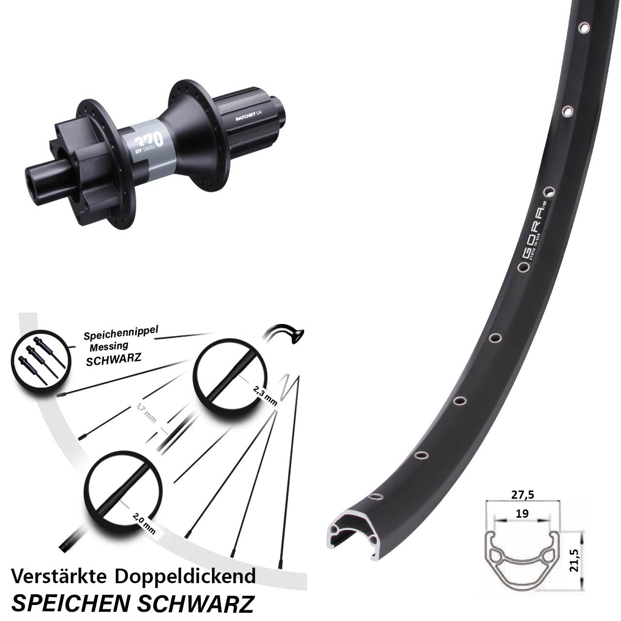 26 Zoll Gora 19 DT Swiss 370 Disc Laufrad 12x142 8-11 fach