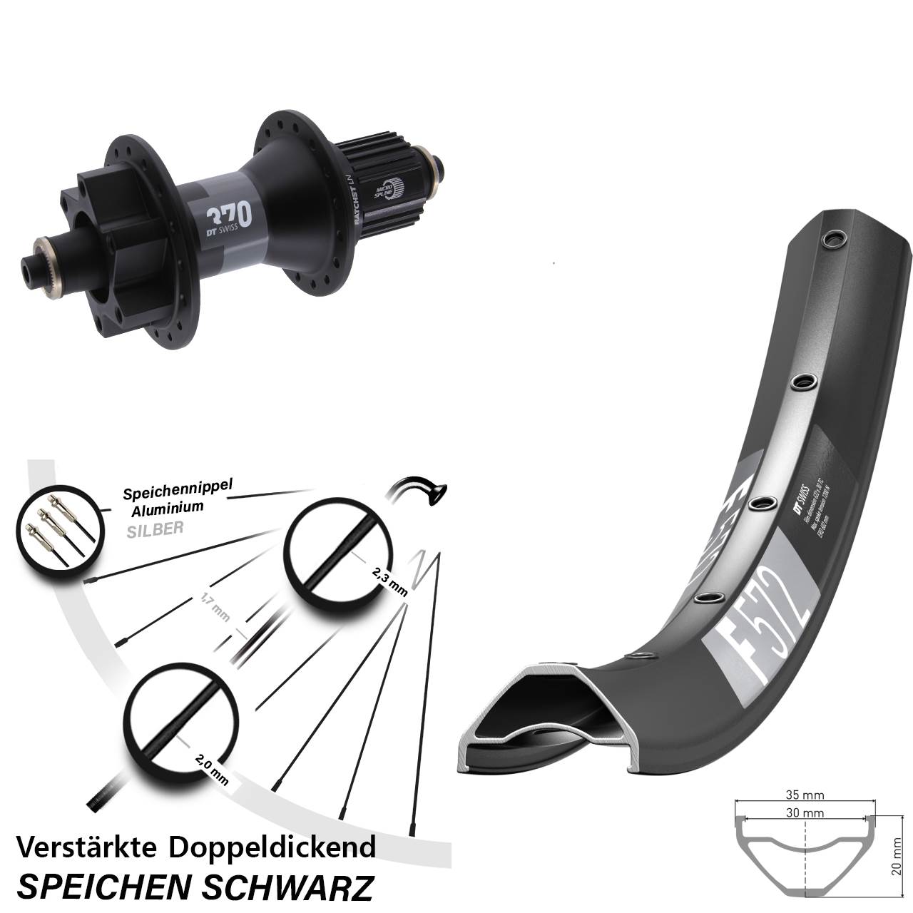 Disc Laufrad 29 Zoll DT Swiss F572-370 Shimano Micro Spline für Schnellspanner