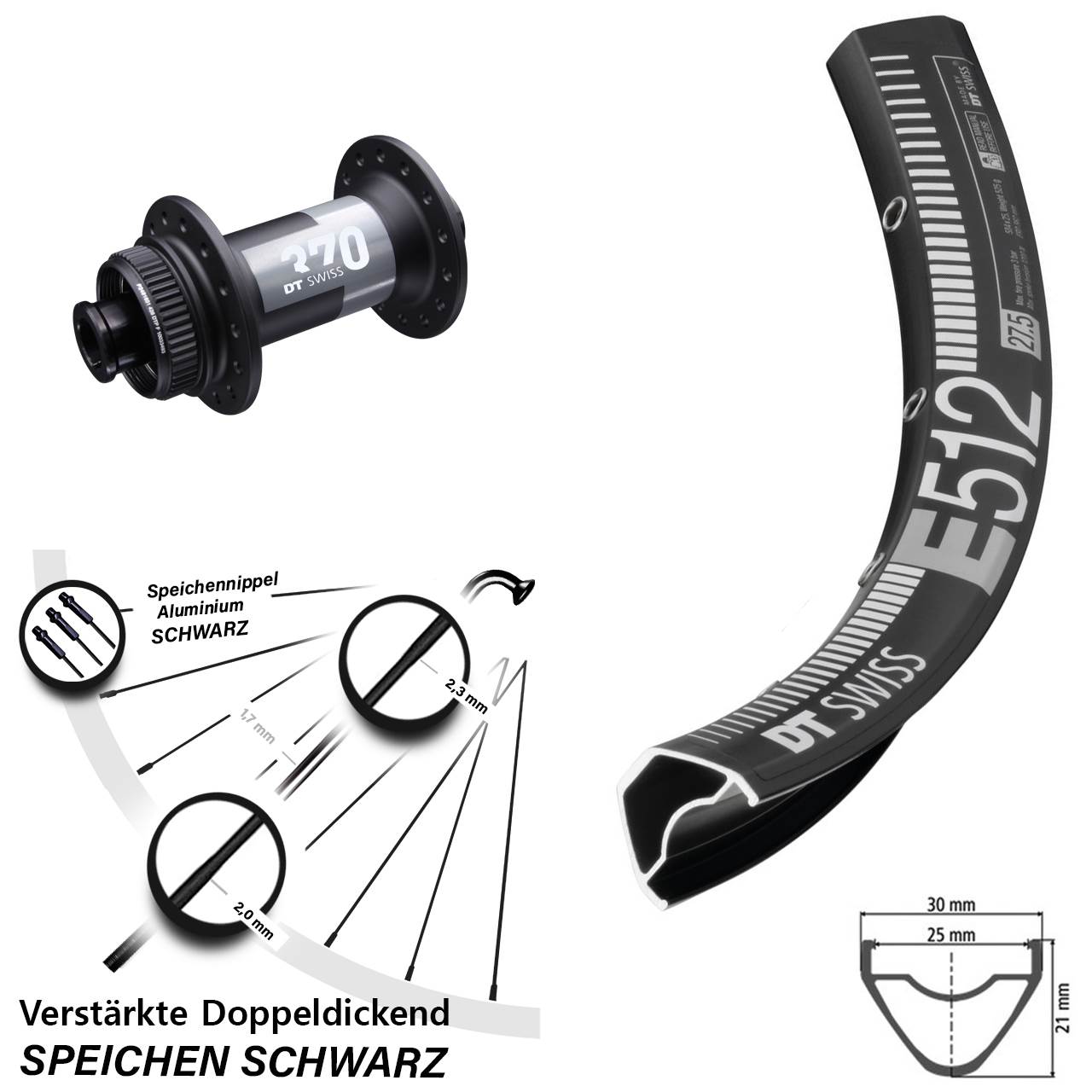 29 Zoll Vorderrad Centerlock DT Swiss E512-370 15x100