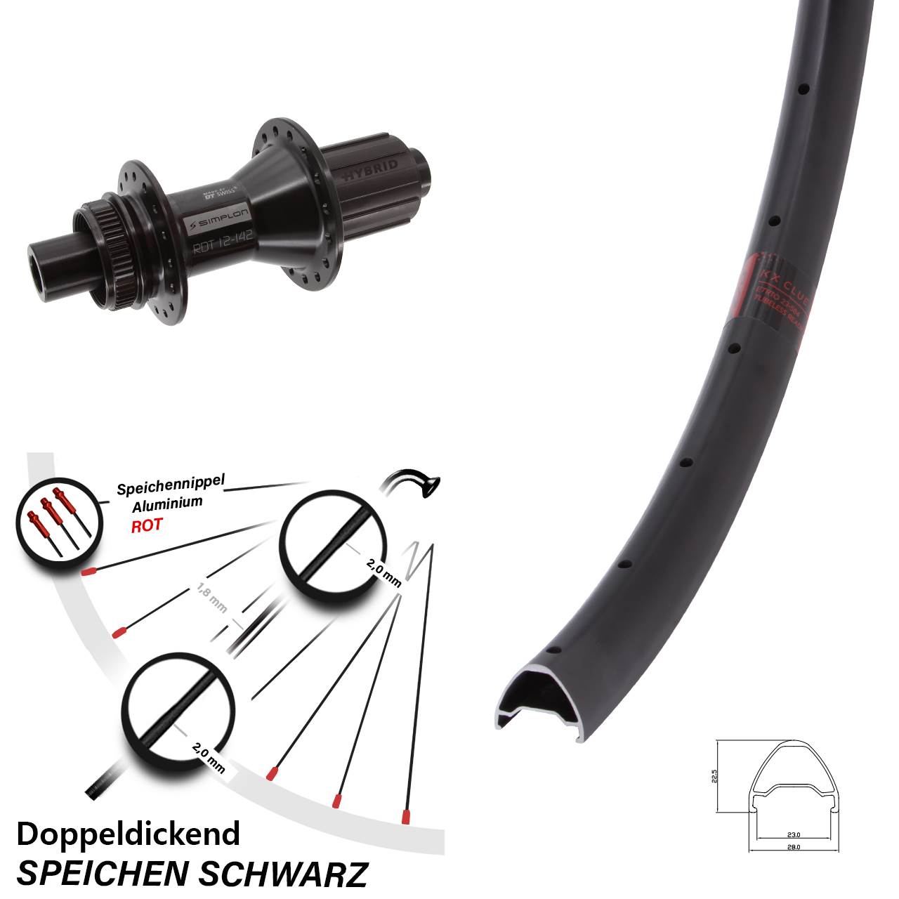 Centerlock Hinterrad 29 Zoll KX Clue DT Swiss 370 Hybrid 8-11 fach 12x142