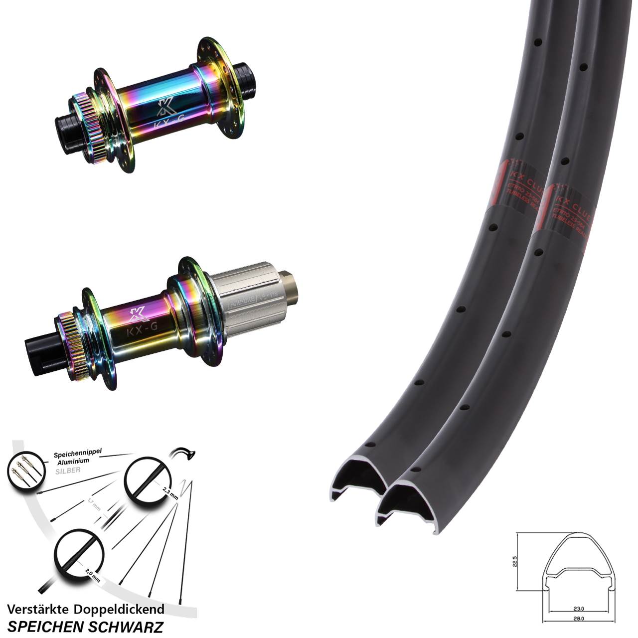 28-29 Zoll KX-G Clue Oilslick Disc Laufradsatz 12x100/142 8-12 fach