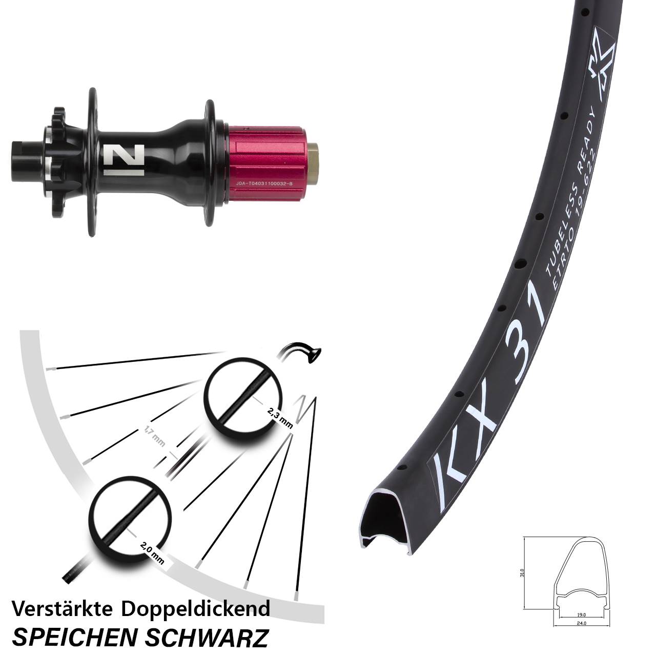 KX 31 Novatec D792 28 Zoll Disc Hinterrad 12x142 8-12 fach HG