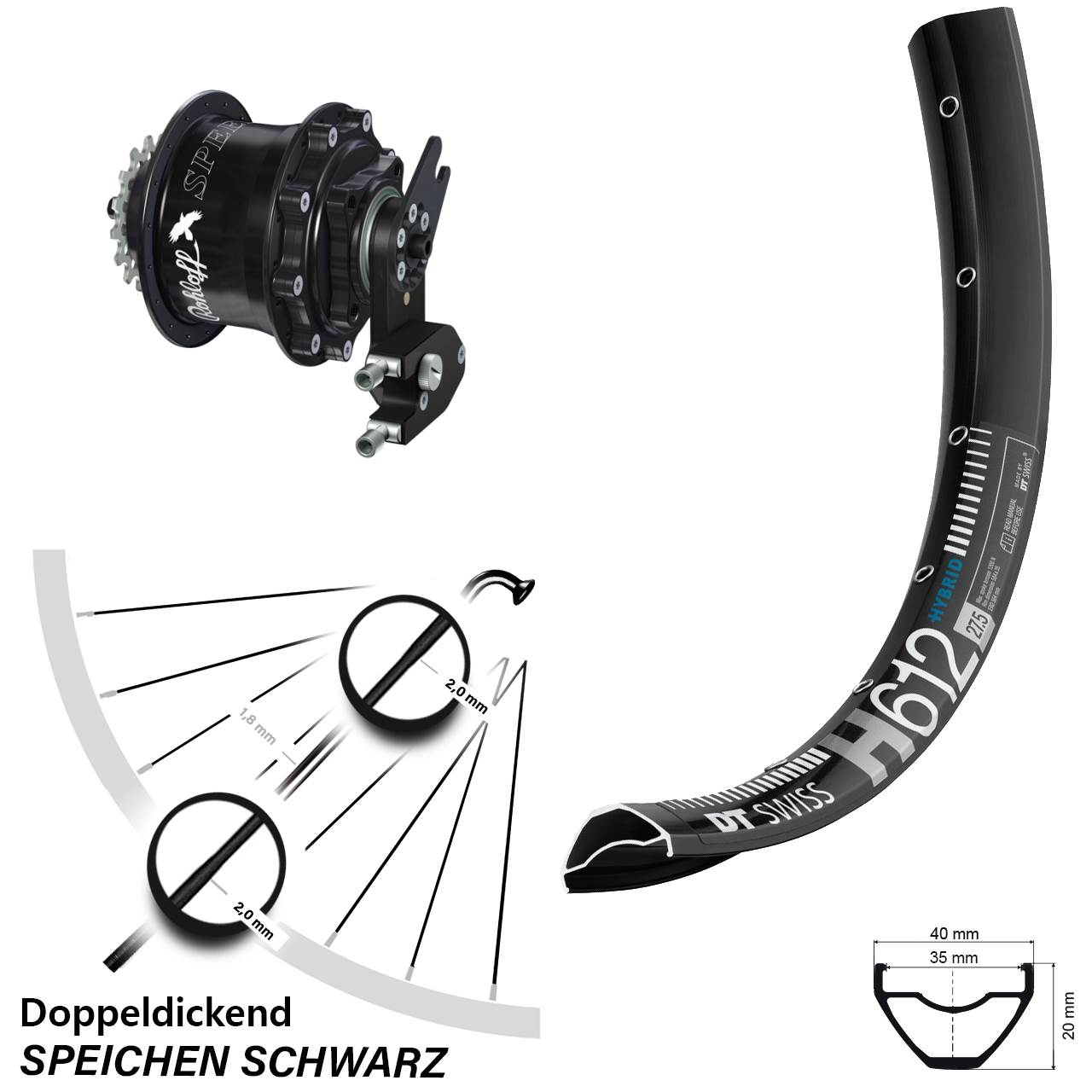 DT Swiss H612 Rohloff Speedhub CC DB OEM2 27,5 Zoll Disc Hinterrrad