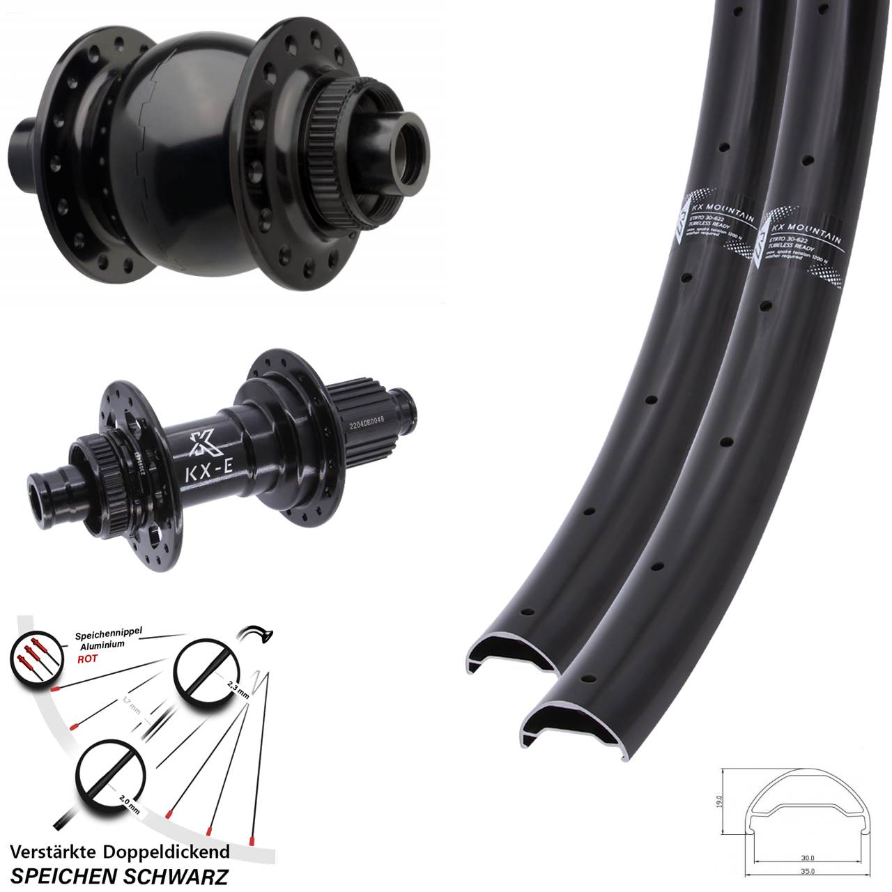 Laufradsatz 29 Zoll KX-E Mountain Heavy Duty SON 28 Micro Spline 15x110 12x148