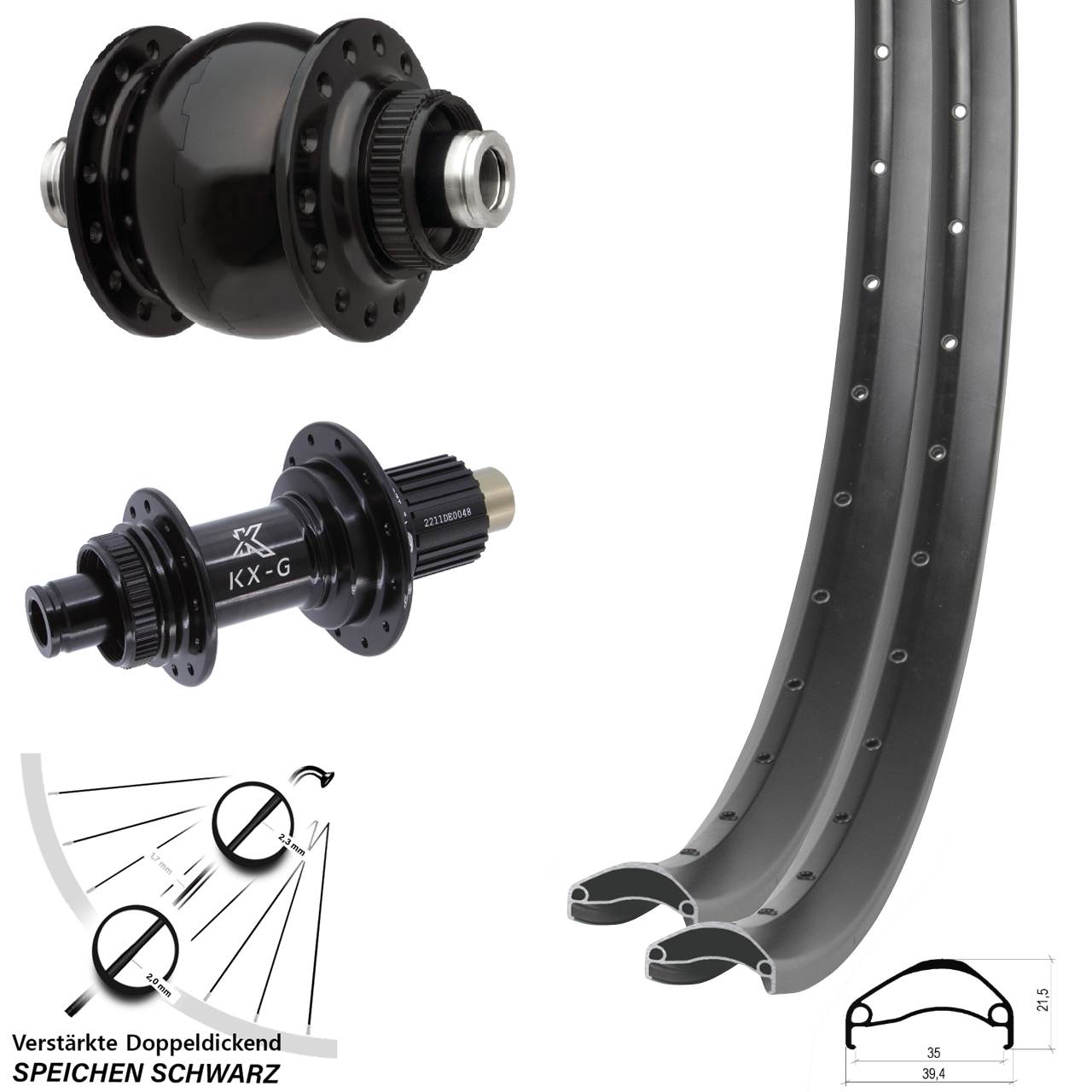 Centerlock Laufradsatz 29 Zoll Ambrosio E35 KX-G SON 28 Micro Spline 12x100/142