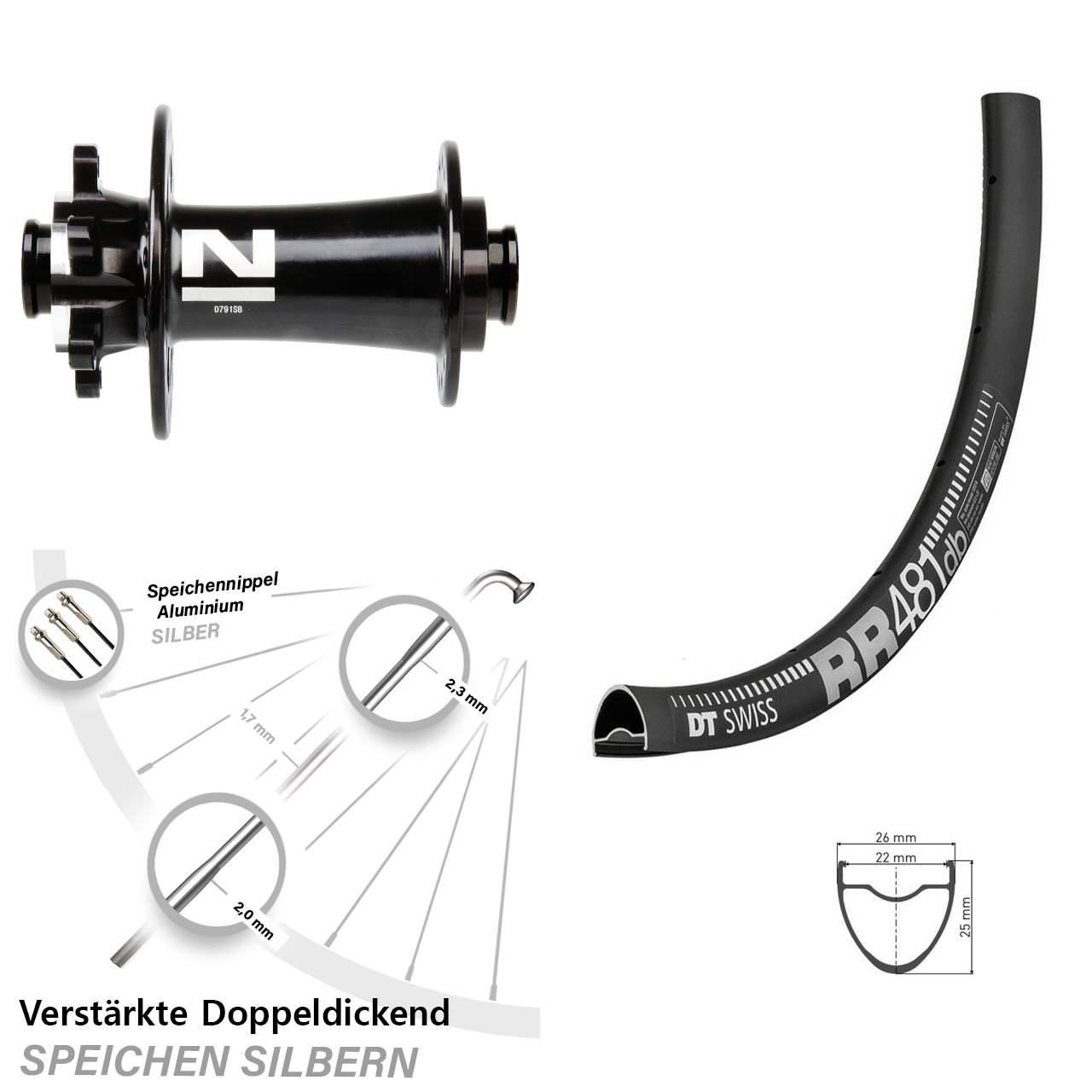 Vorderrad 6-Loch 12x100 28 Zoll DT Swiss RR 481 Novatec D791