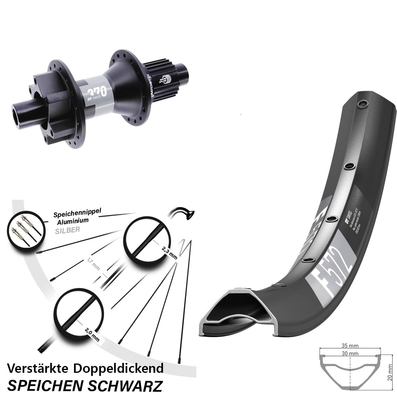 DT Swiss F572-370 29 Zoll Disc Laufrad 12x142 Shimano Micro Spline