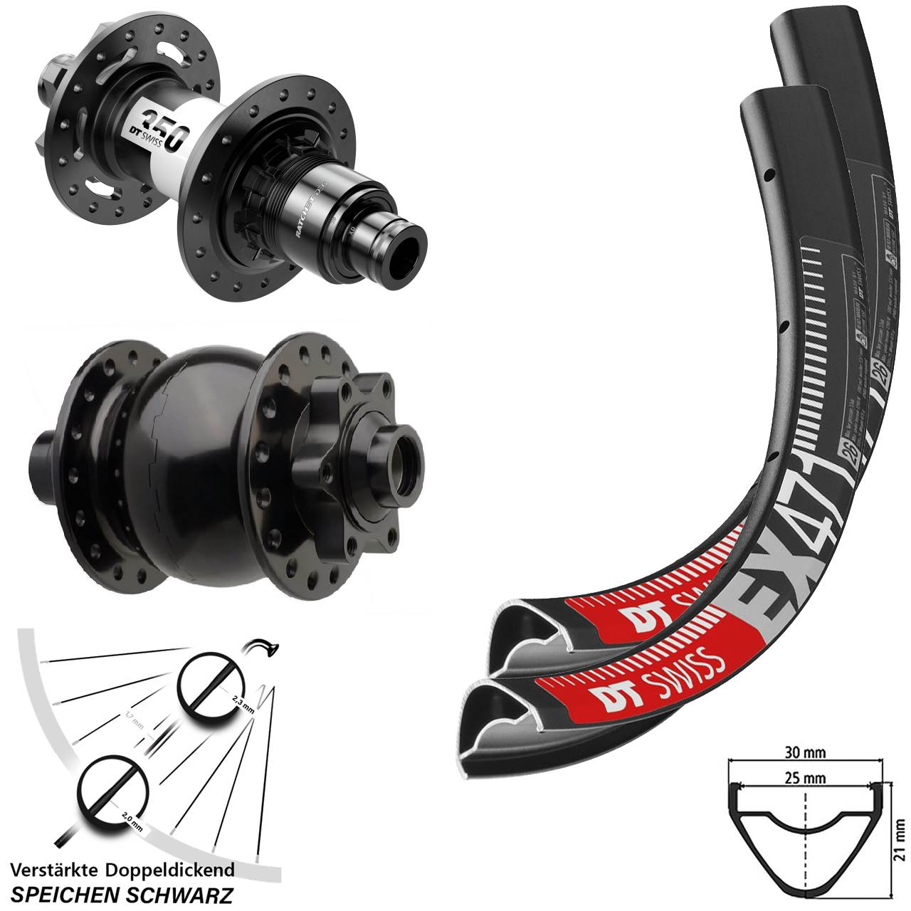 27,5 Zoll DT Swiss EX 471 350 DEG72 SON 28 Disc Laufradsatz 15x110 12x148 XD 11