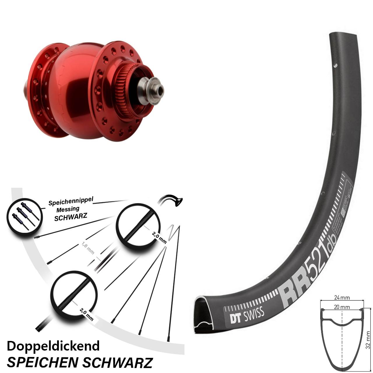 Vorderrad 28 Zoll DT Swiss RR 521 DB und SON delux Centerlock