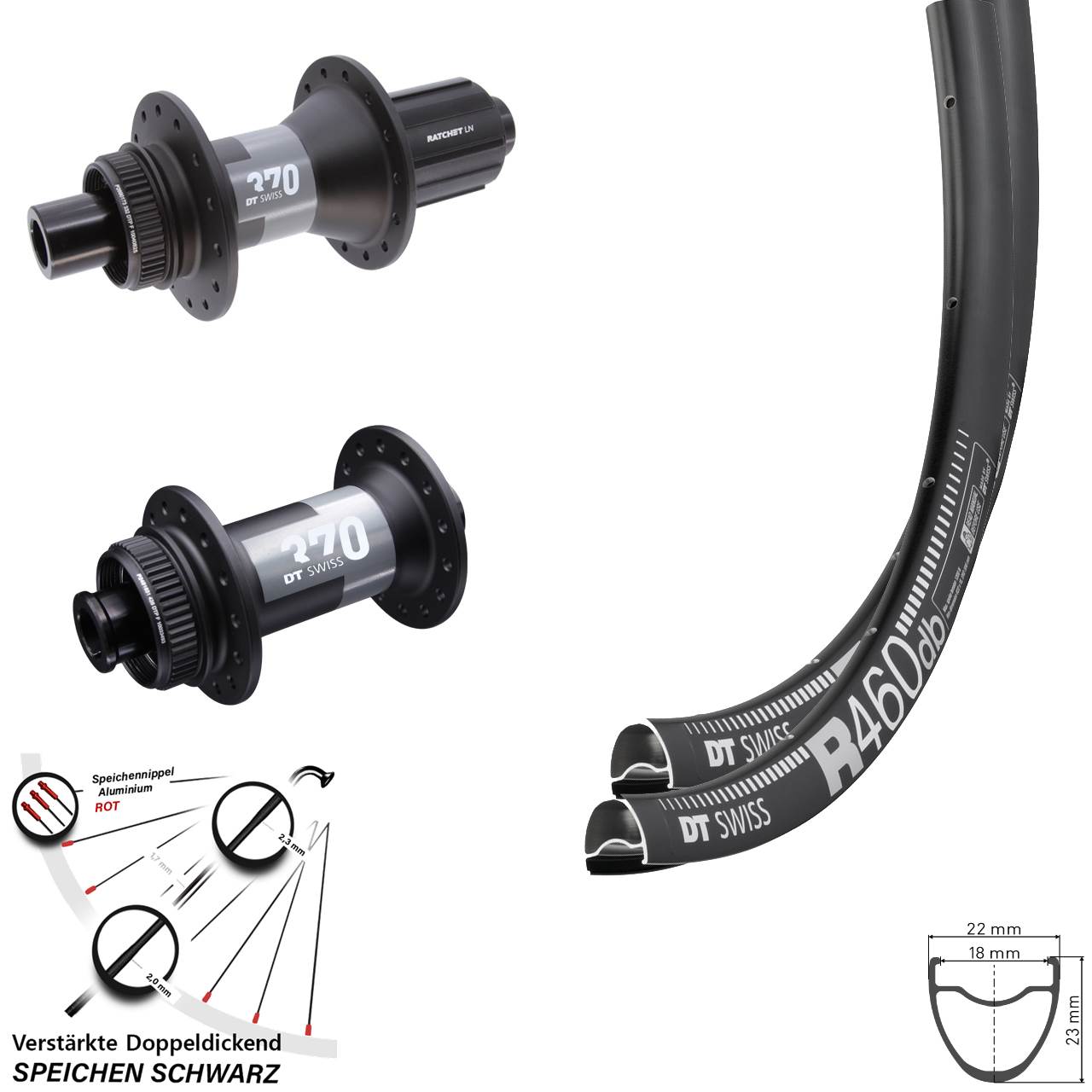 Centerlock Laufradsatz 28 Zoll DT Swiss R 460-370 11-12 fach 15x100 12x142