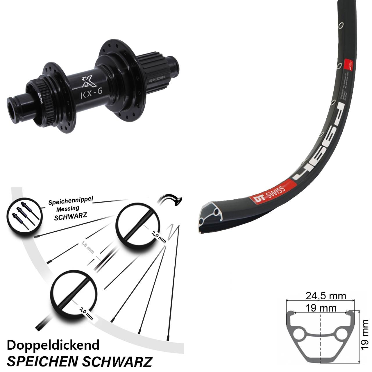 28 Zoll DT Swiss 466d KX-GS Heavy Duty Disc Hinterrad 12x142 Shimano Micro Spline