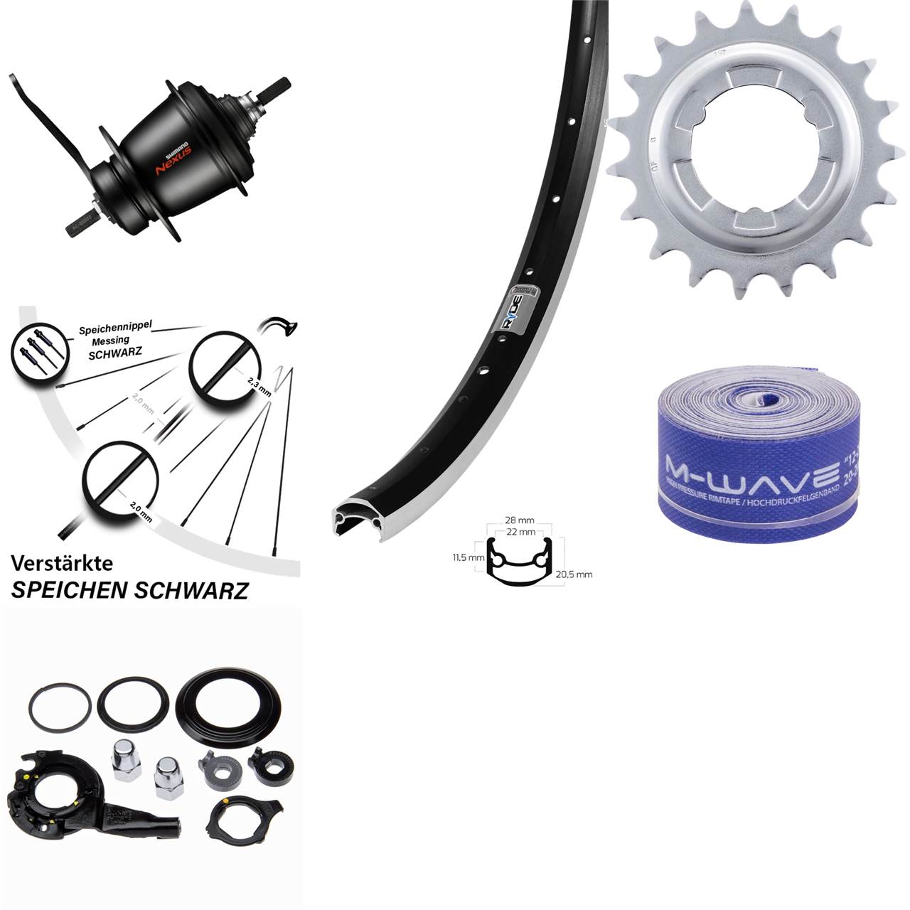 27,5 Zoll Hinterrad Ryde Andra 35 Shimano Nexus SG-C3001 7 Gang Rücktritt schwarz
