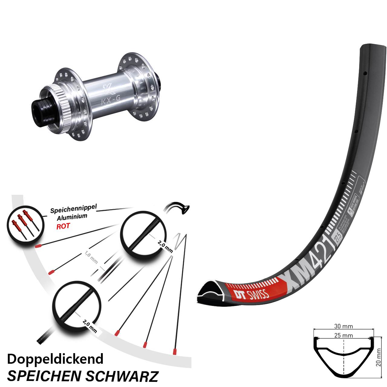 Disc Laufrad 15x100 29 Zoll DT Swiss XM 421 KX-G