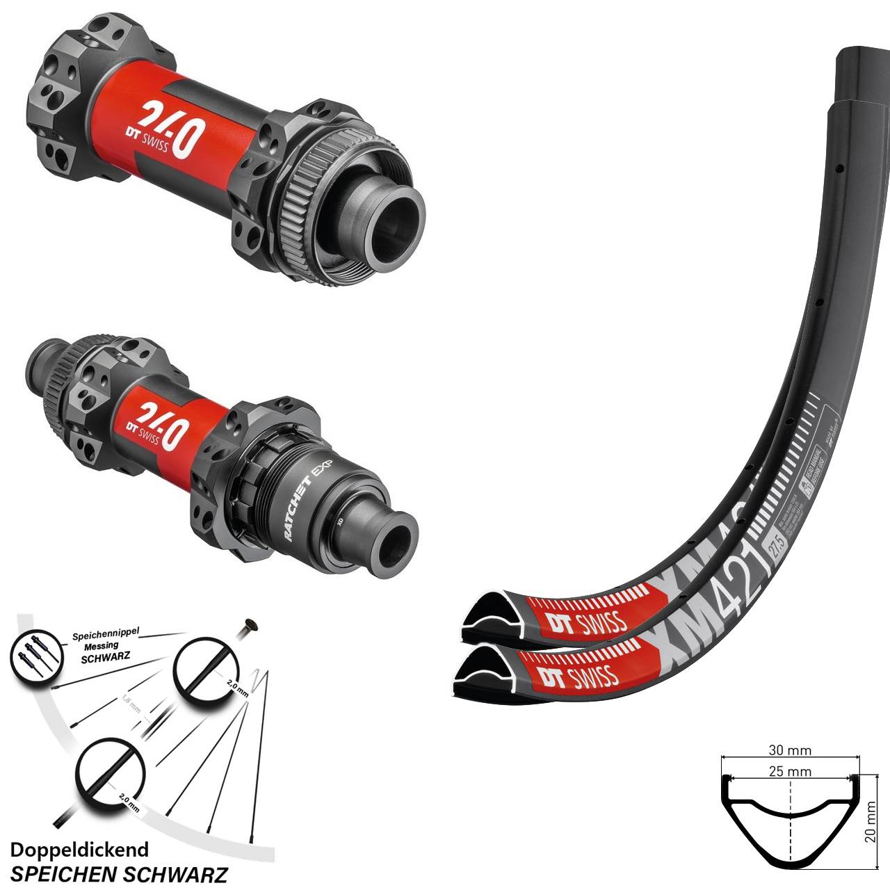Laufradsatz 29 Zoll Boost XM 421 DT Swiss 240 EXP Straightpull Sram XD