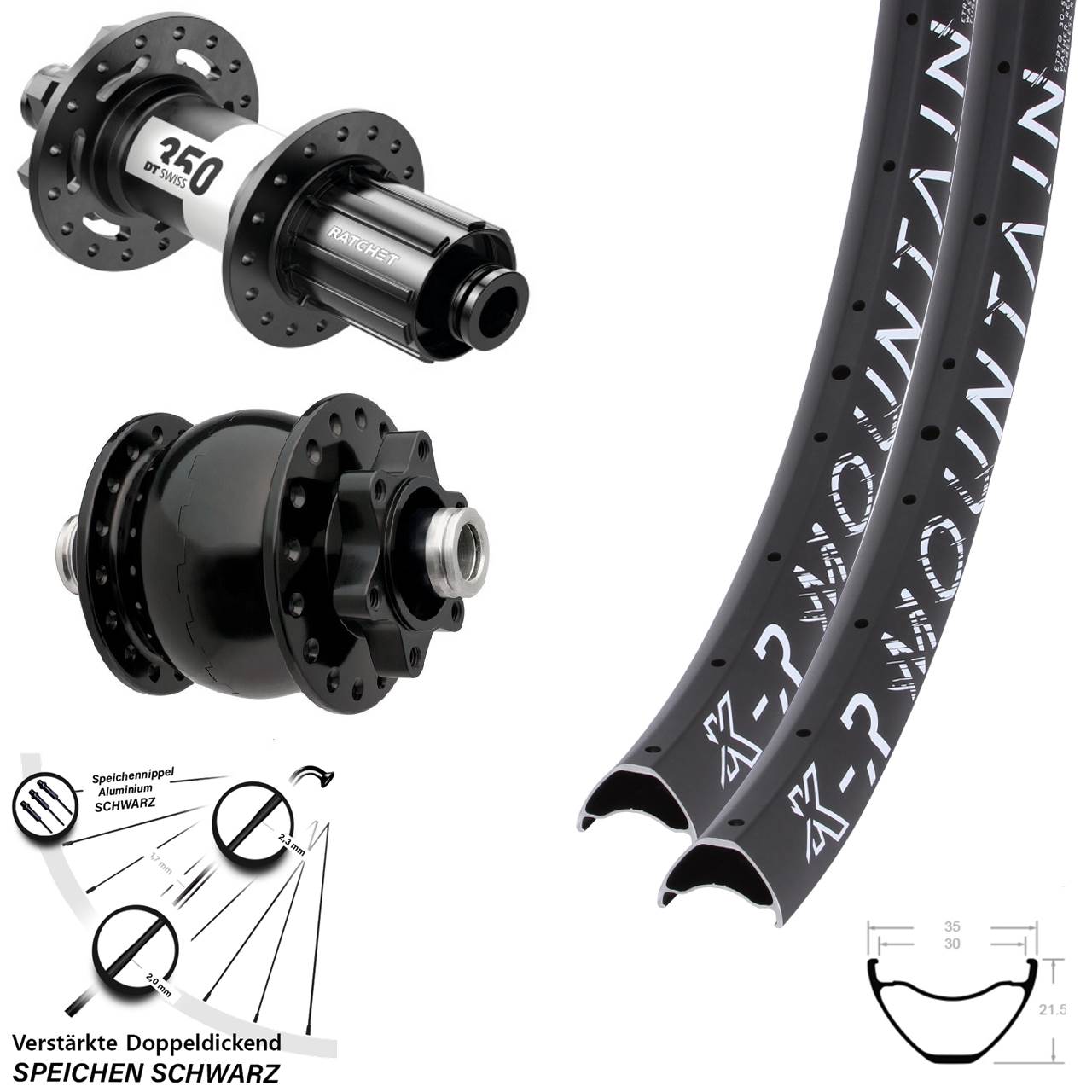 Laufradsatz 6-Loch 29 Zoll KX-R Mountain DT Swiss 350 SON 28 8-11 fach HG 12x100/142
