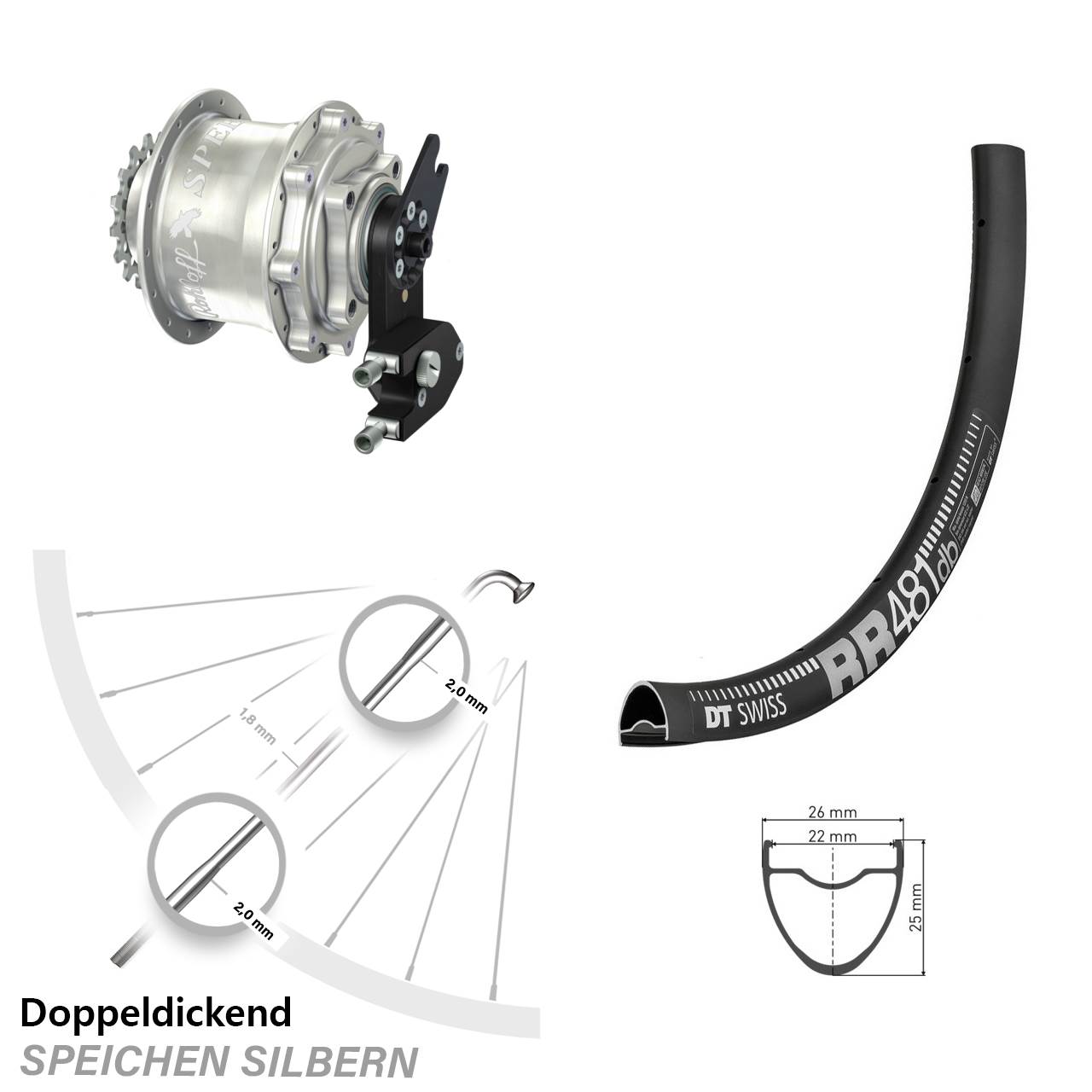 DT Swiss RR 481 Rohloff Speedhub 500/14 CC DB OEM2 28 Zoll Disc Hinterrrad