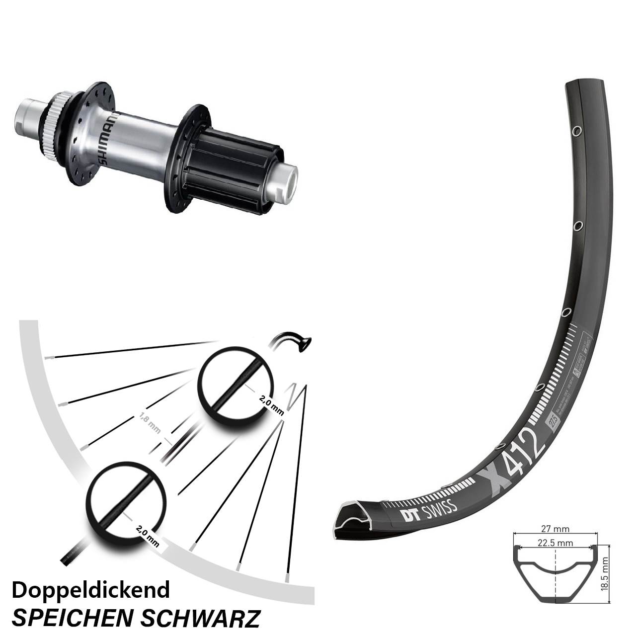 Disc Laufrad 12x142 28 Zoll DT Swiss X 412 Shimano GRX 8-12 fach