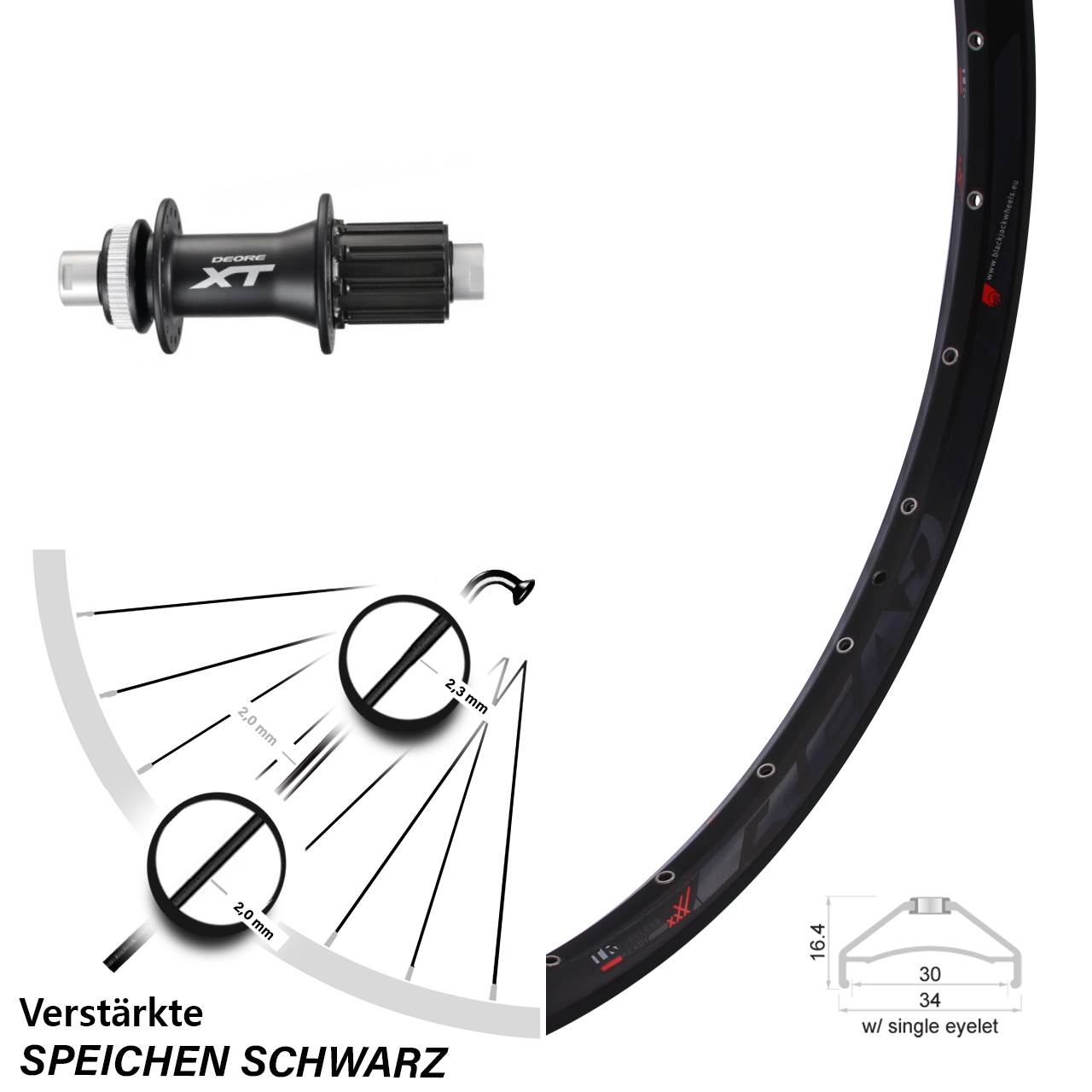 Centerlock Hinterrad 12x142 27,5 Zoll Rodi Ready 30 Shimano XT 8-11 fach