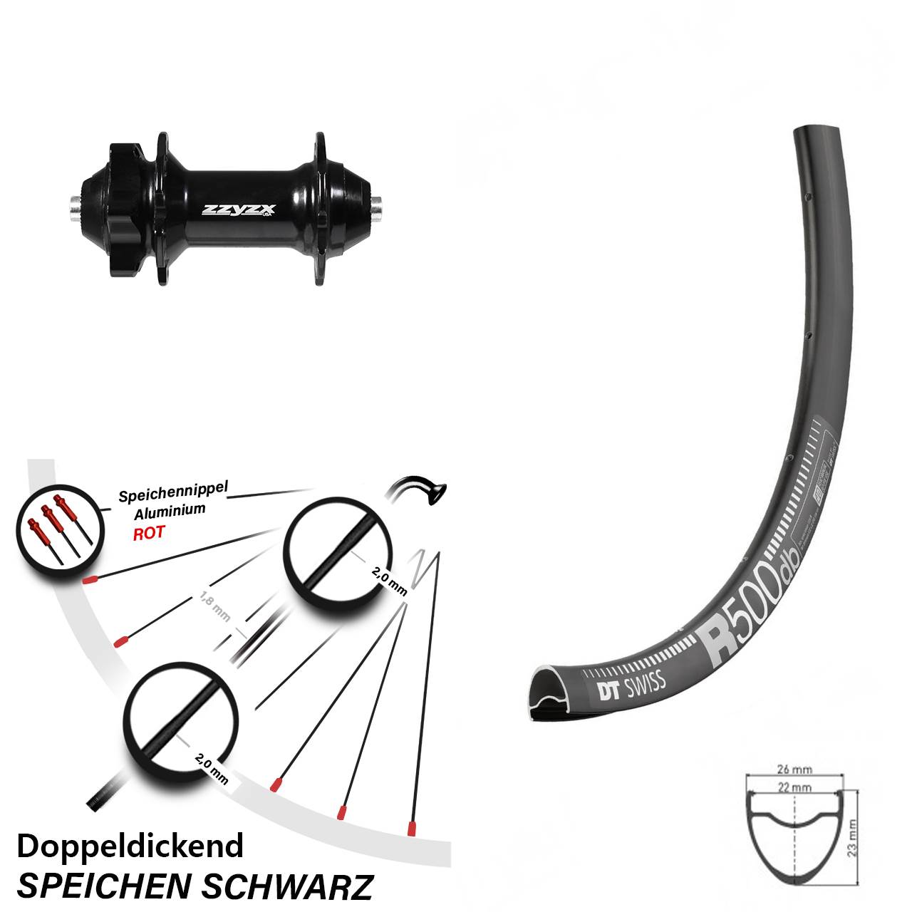 Disc Vorderrad 28-29 Zoll DT Swiss R500 Formula für Schnellspanner