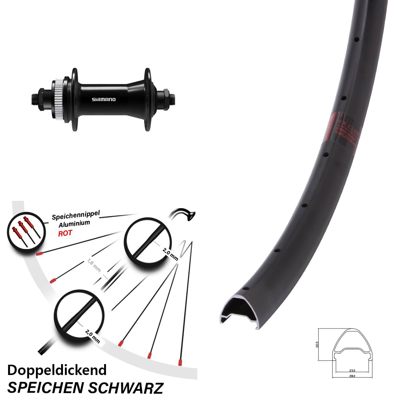 KX Clue Shimano HB-QC400 26 Zoll Disc Laufrad QR