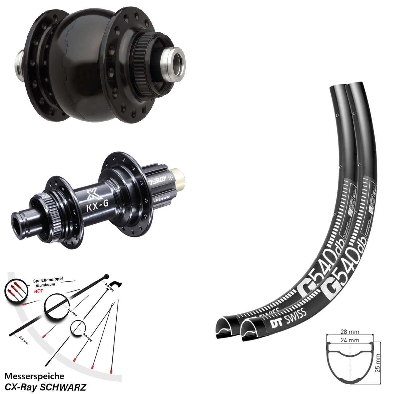 DT Swiss G540 KX-G SON 28 28 Zoll Laufradsatz Centerlock 12x100/142 CX-Ray Campagnolo N3W