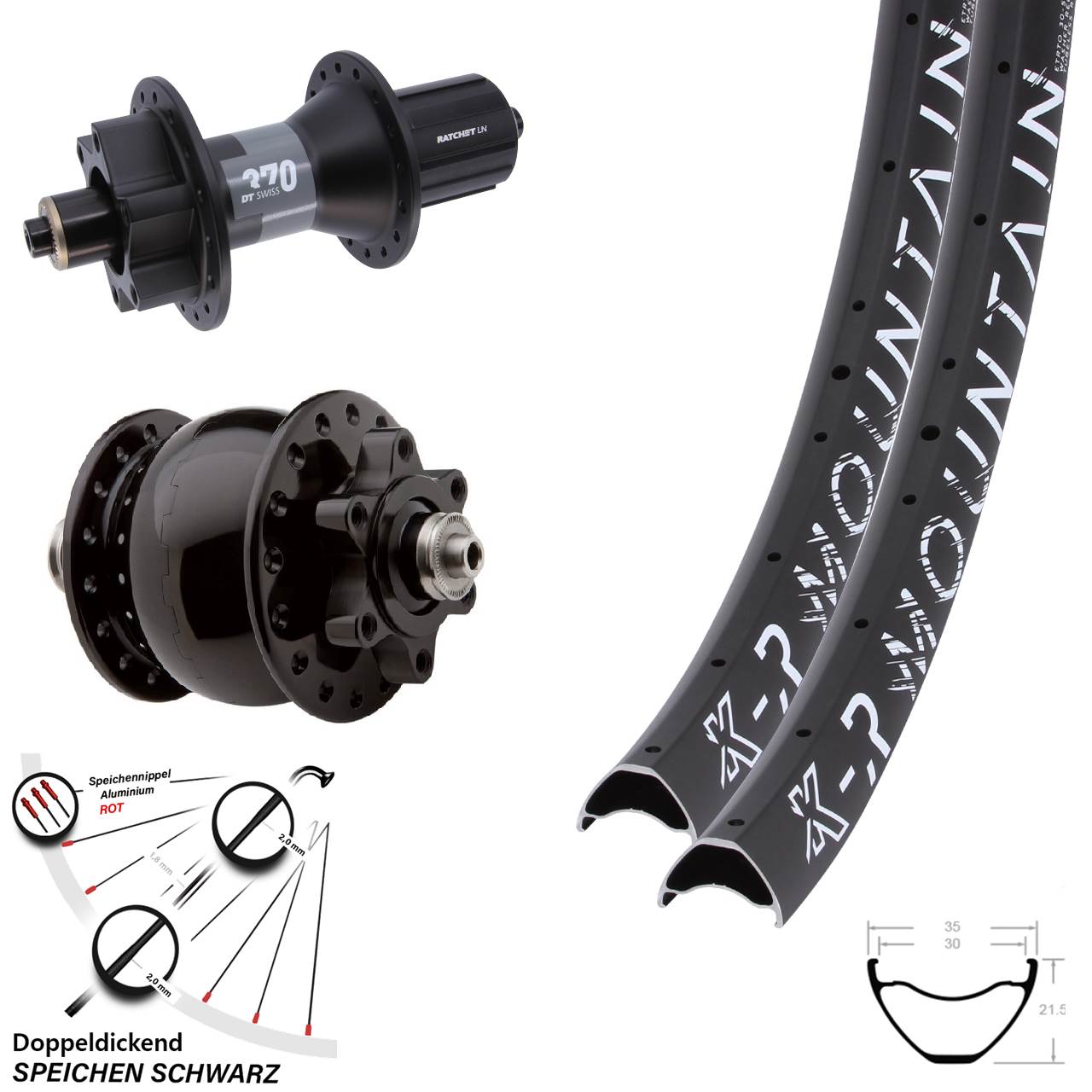 Disc Laufrad-Satz QR 27,5 Zoll KX-R Mountain DT Swiss 370 SON 28 8-11 fach