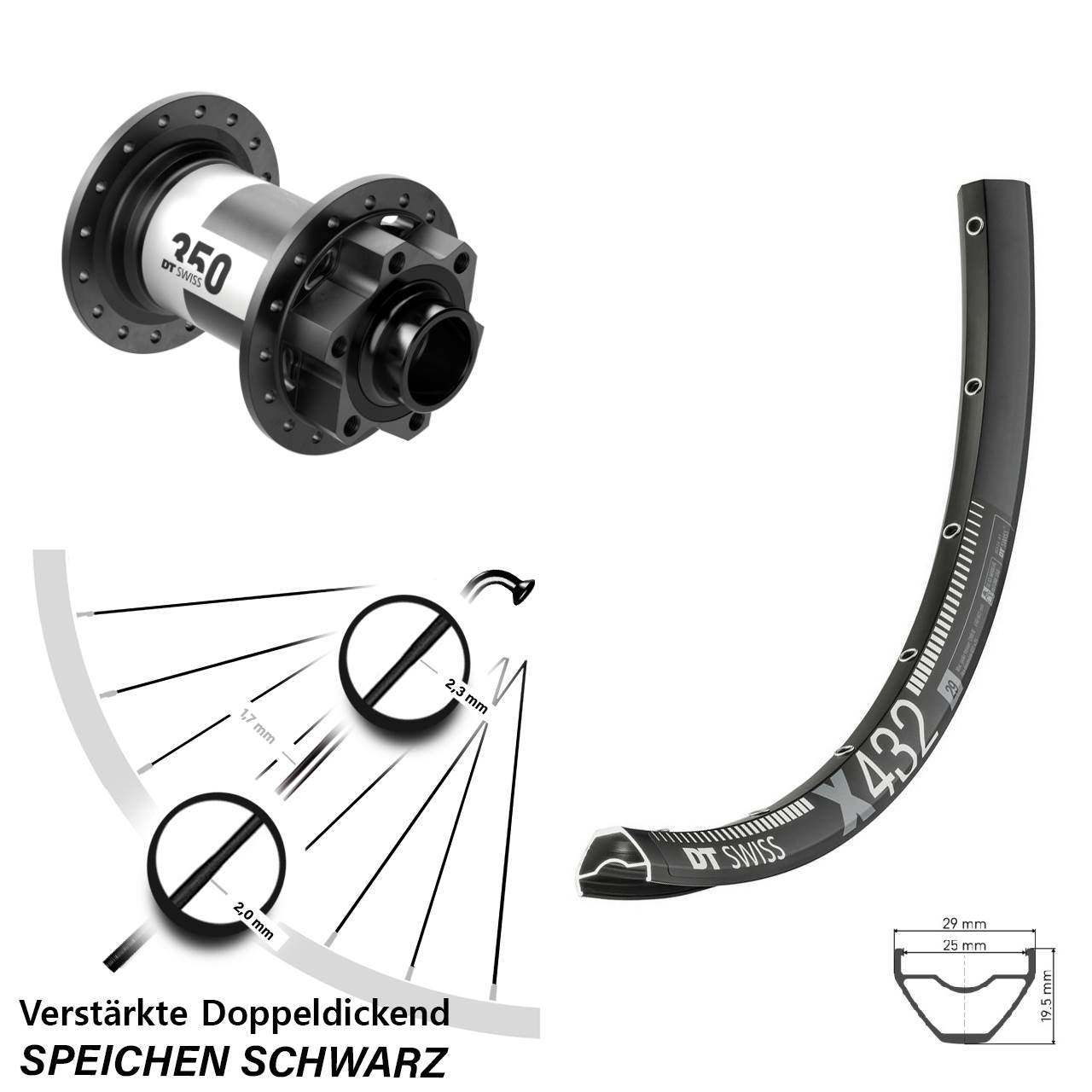 Vorderrad 6-Loch 20x110 Boost 29 Zoll DT Swiss X432-350
