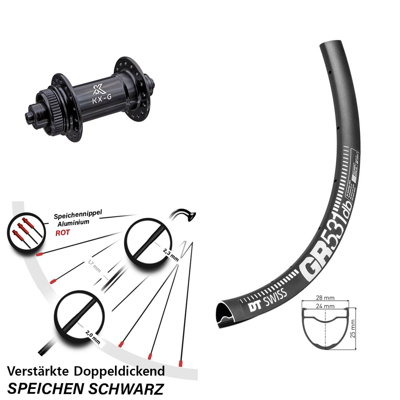 DT Swiss GR 531 KX-G 29 Zoll Disc Laufrad für Schnellspanner