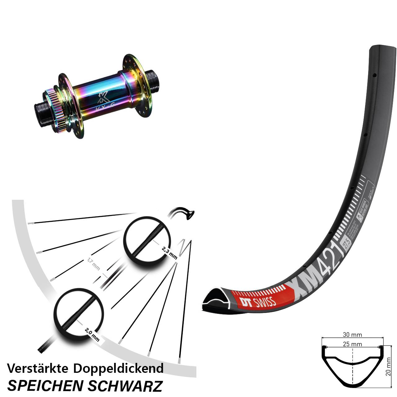 DT Swiss XM421 KX-G Oilslick 650B Disc Laufrad 12x100
