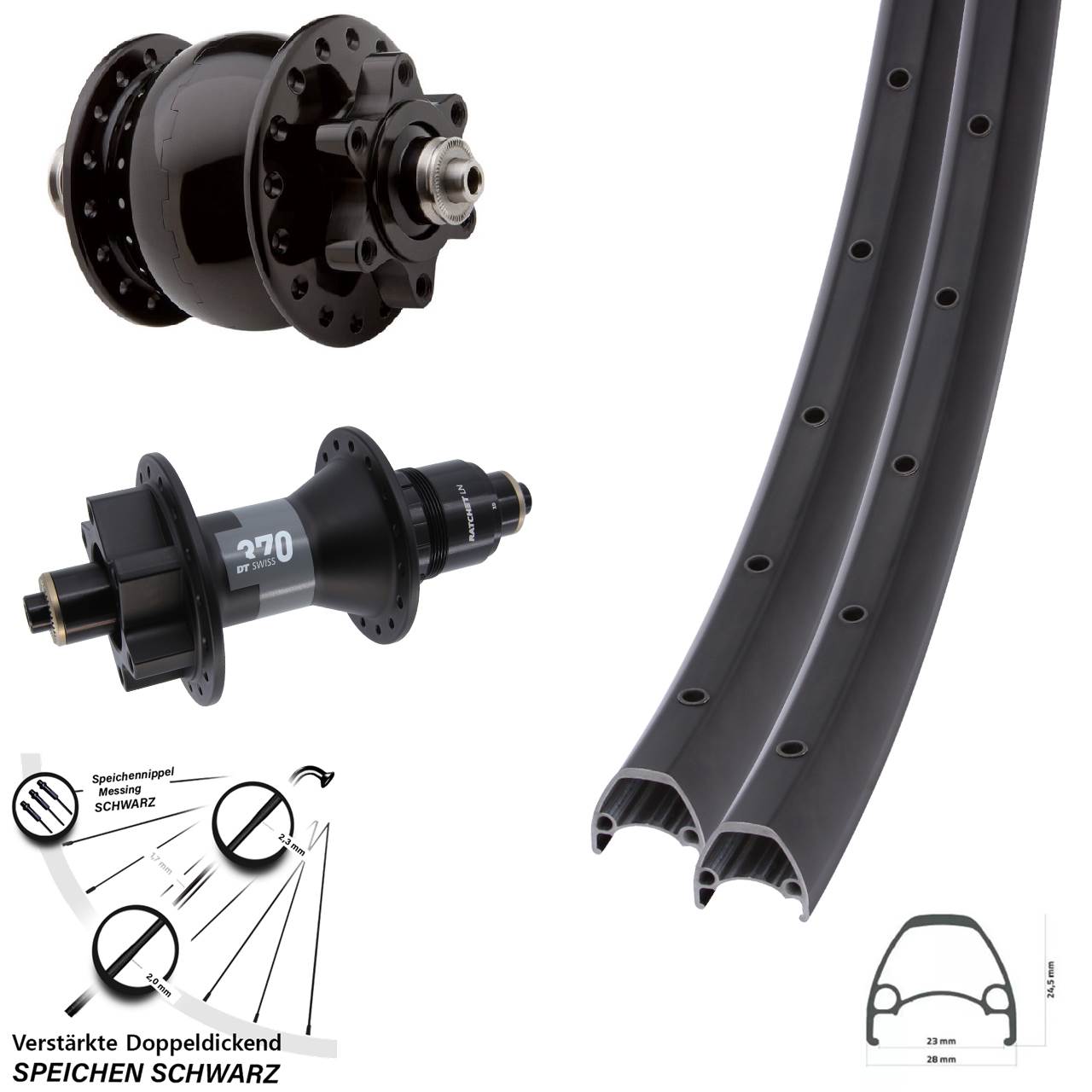 Ambrosio Sport DT Swiss 370 SON 28 29 Zoll Laufradsatz 6-Loch QR XD 11-12 fach