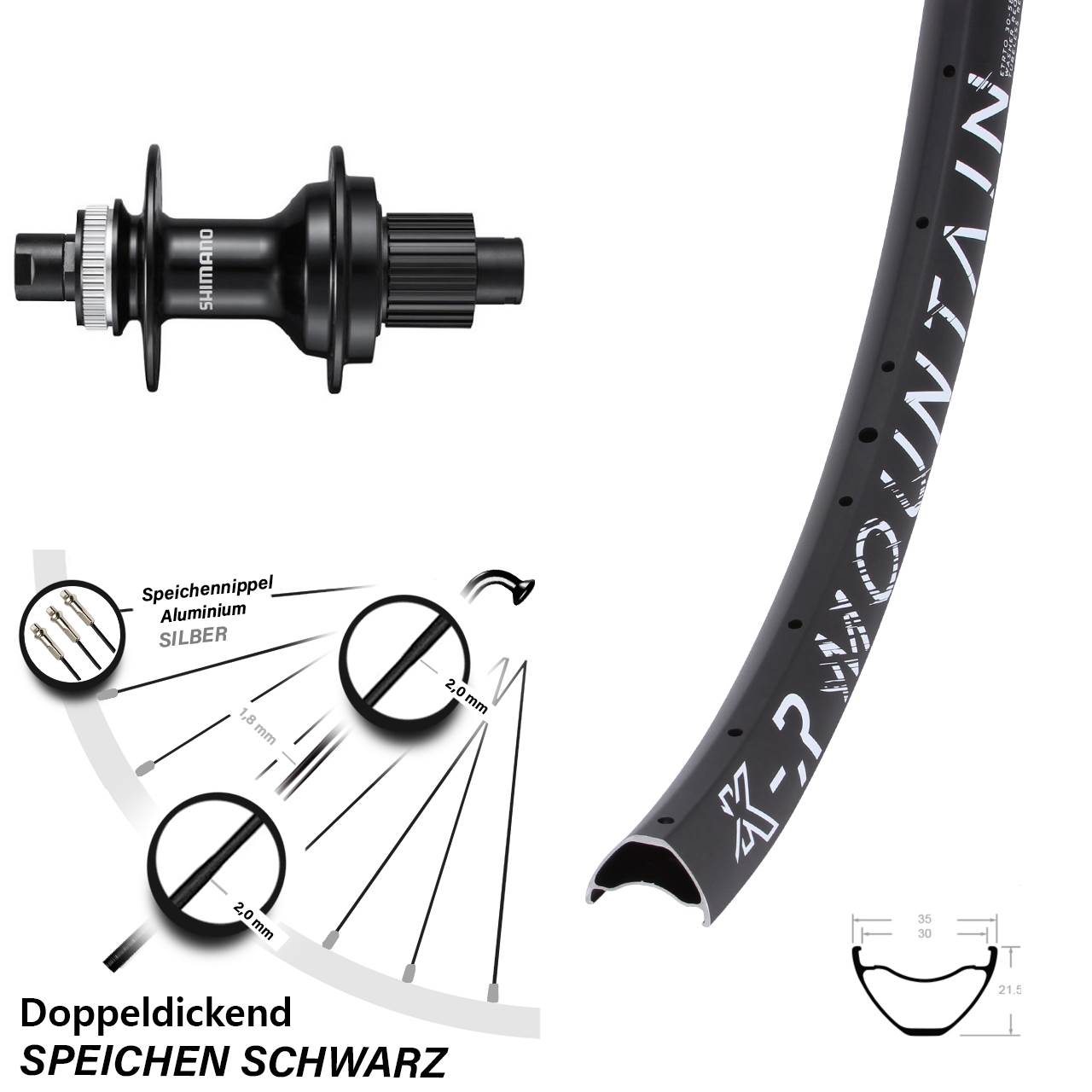 KX-R Mountain Shimano FH-MT510 650B Hinterrad Centerlock 12x142 Micro Spline
