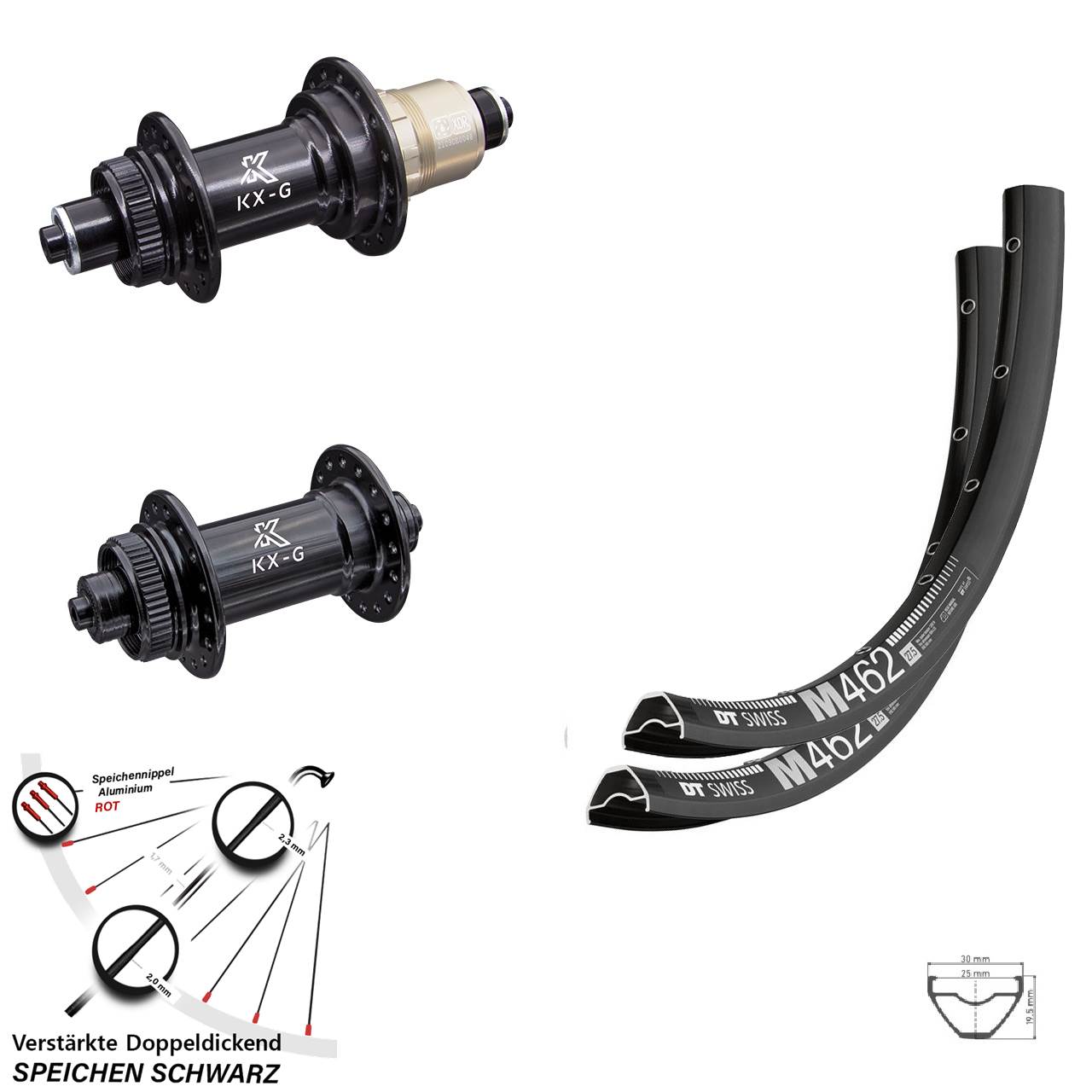Centerlock Laufradsatz 650B DT Swiss M462 KX-G XDR 11-12 fach für Schnellspanner