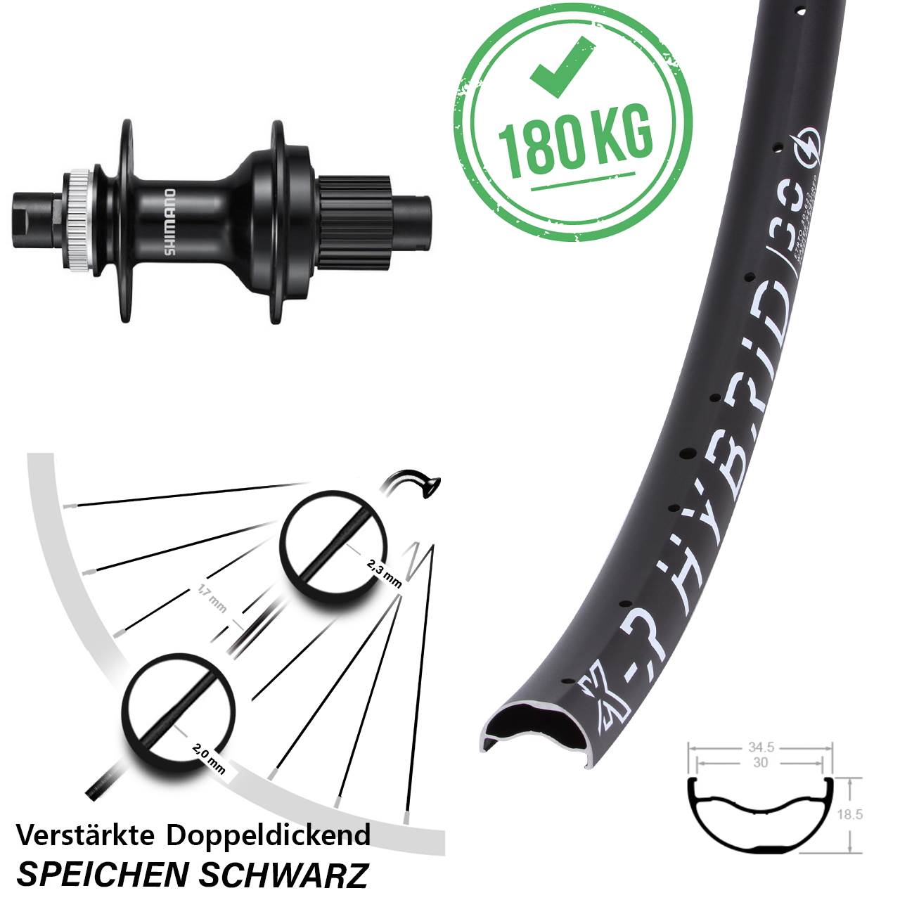 Centerlock Hinterrad 29 Zoll KX-R Hybrid 30 Shimano FH-MT510 Micro Spline 12x142