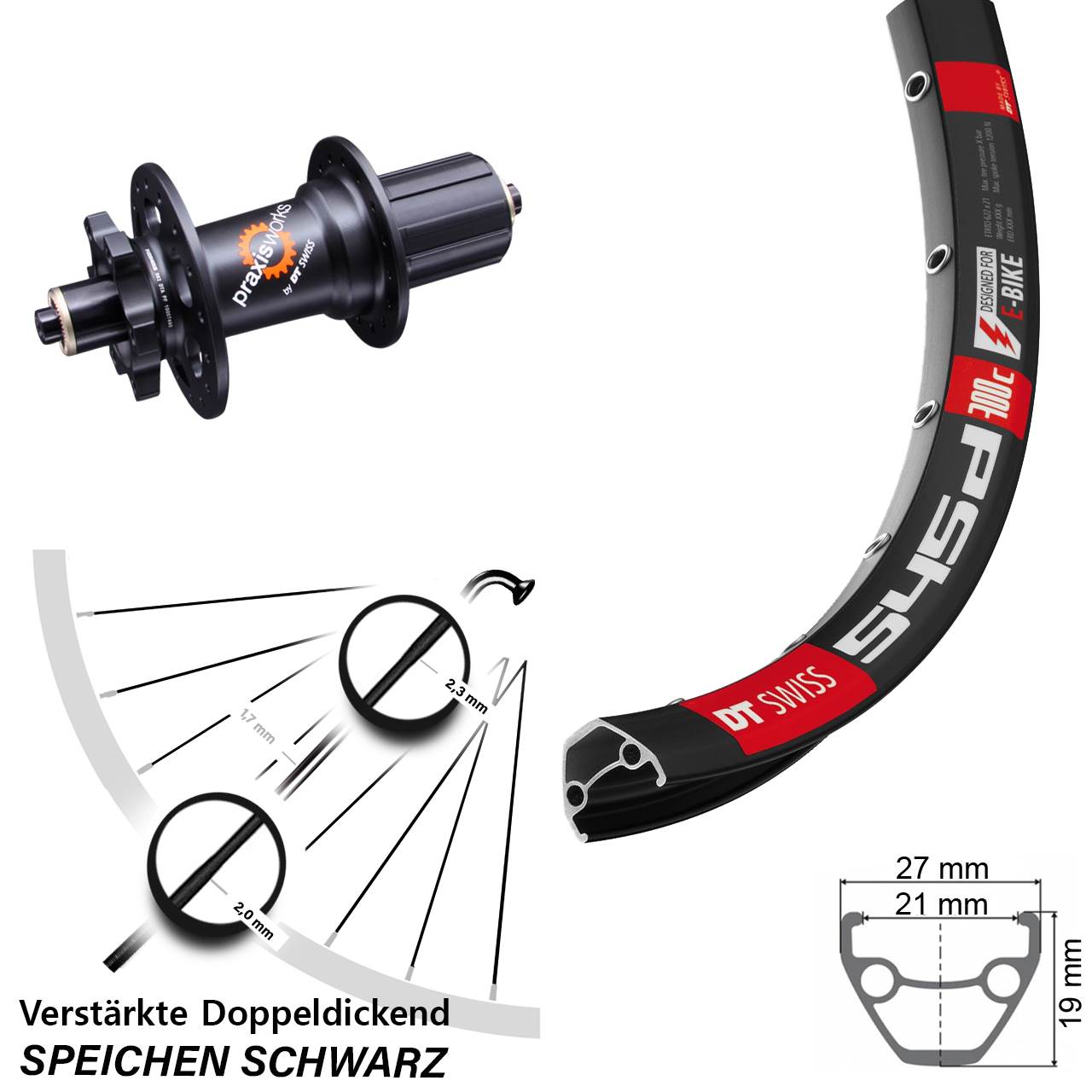 29 Zoll DT Swiss 545d-350 6-Loch 5x135 HG Disc Laufrad QR 8-11 fach