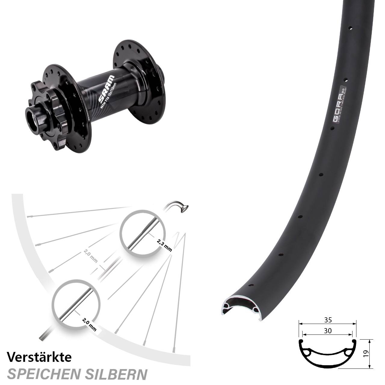 Gora 30 Sram 716 650B Disc Vorderrad 15x110 Boost