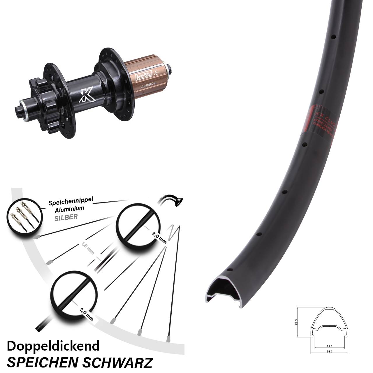 KX-M Clue 27,5 Zoll Disc Laufrad für Schnellspanner 8-12 fach
